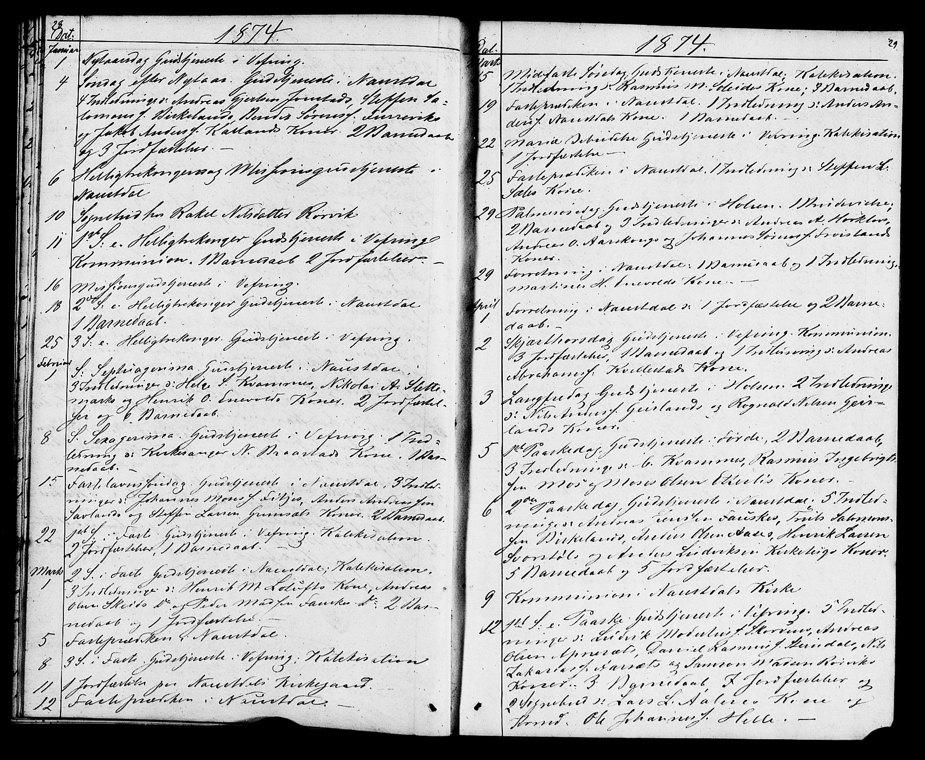 Førde sokneprestembete, AV/SAB-A-79901: Curate's parish register no. A 1, 1870-1881, p. 28-29