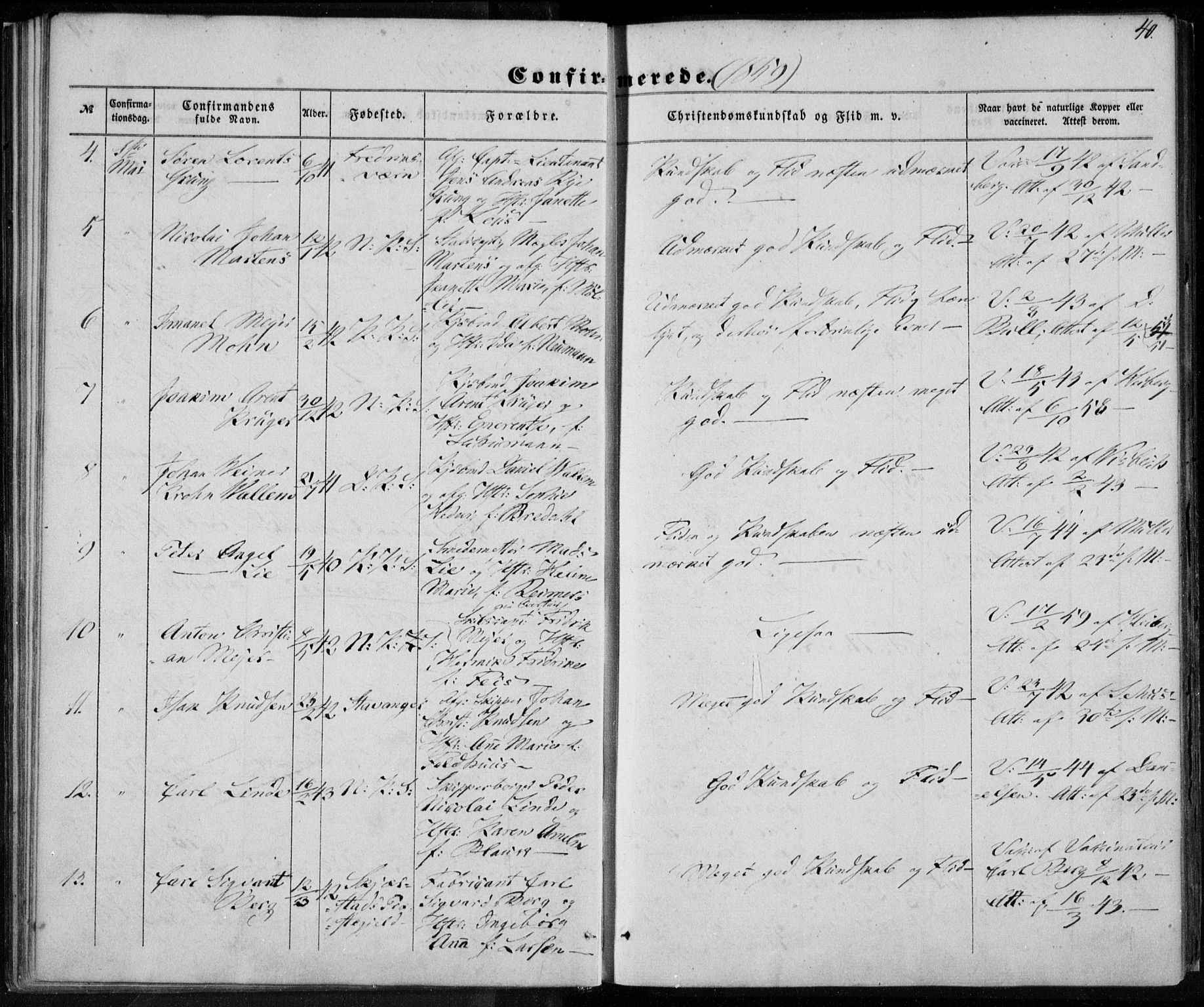 Korskirken sokneprestembete, SAB/A-76101/H/Haa/L0027: Parish register (official) no. C 3, 1854-1868, p. 40