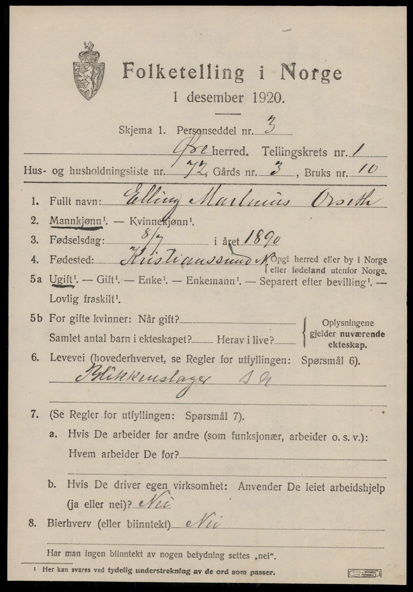SAT, 1920 census for Øre, 1920, p. 1459