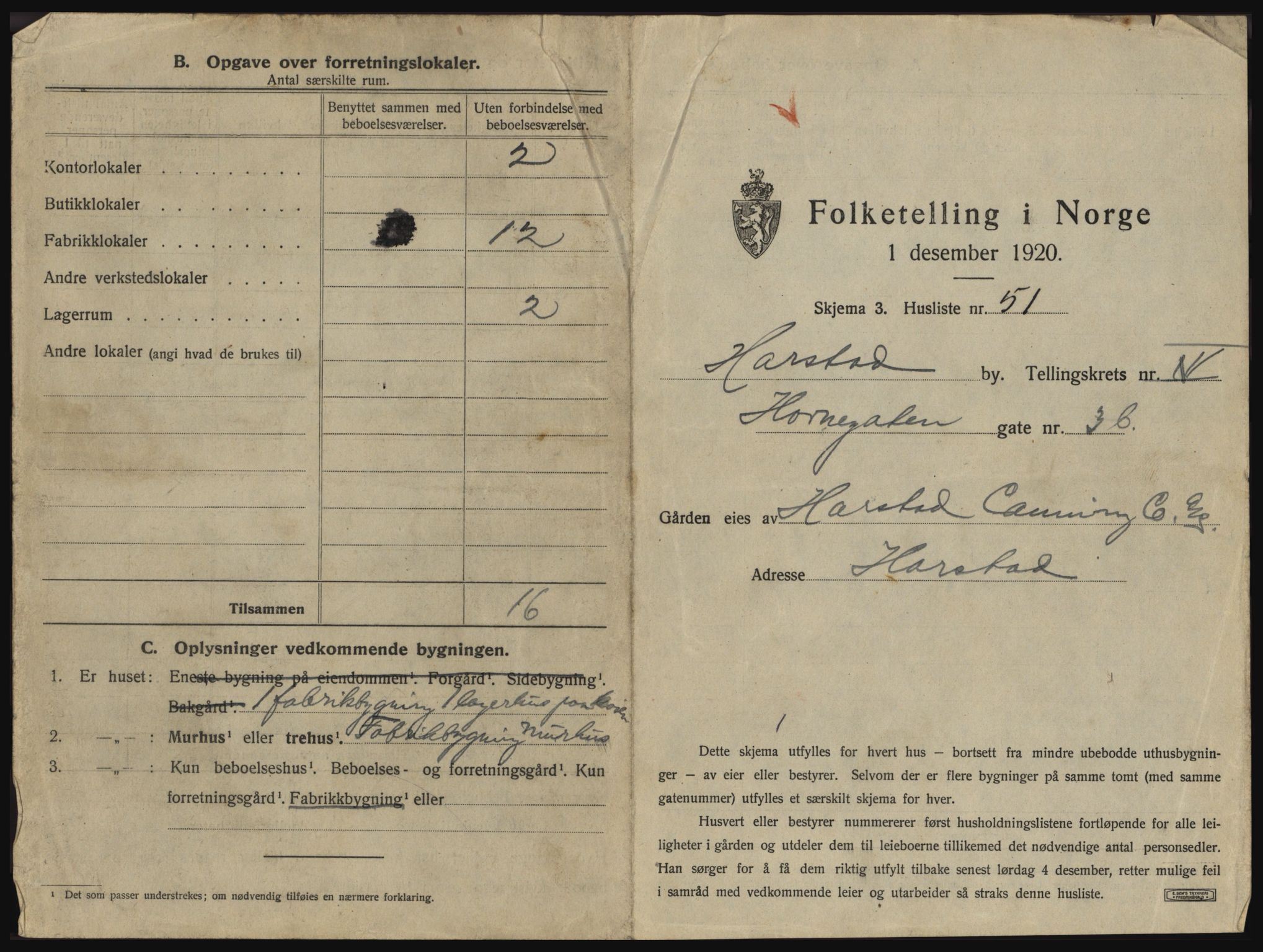 SATØ, 1920 census for Harstad, 1920, p. 615