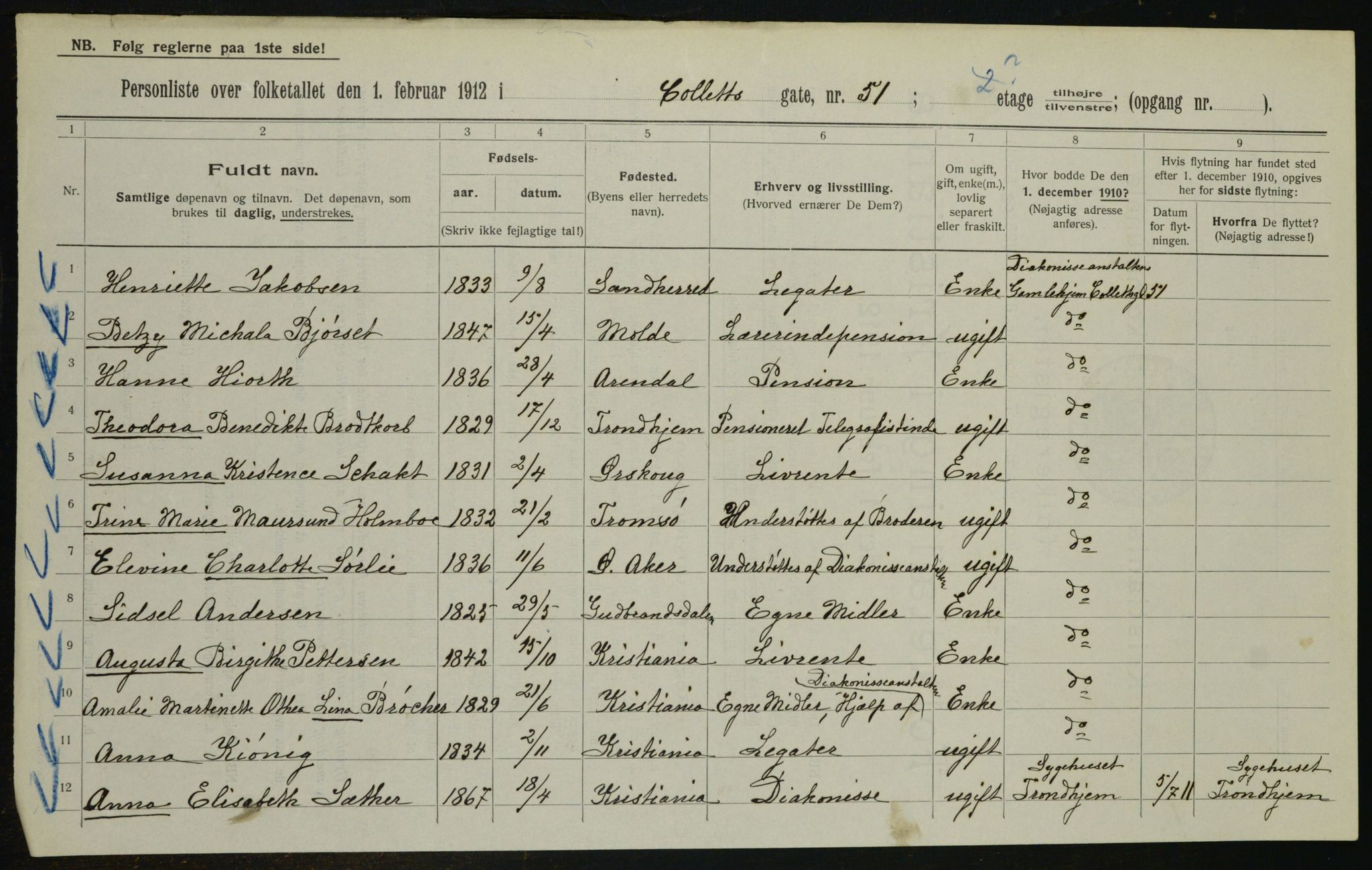 OBA, Municipal Census 1912 for Kristiania, 1912, p. 13166