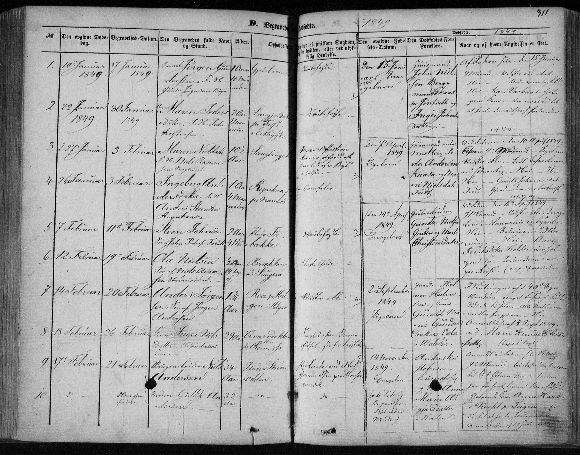 Holla kirkebøker, SAKO/A-272/F/Fa/L0005: Parish register (official) no. 5, 1849-1860, p. 311