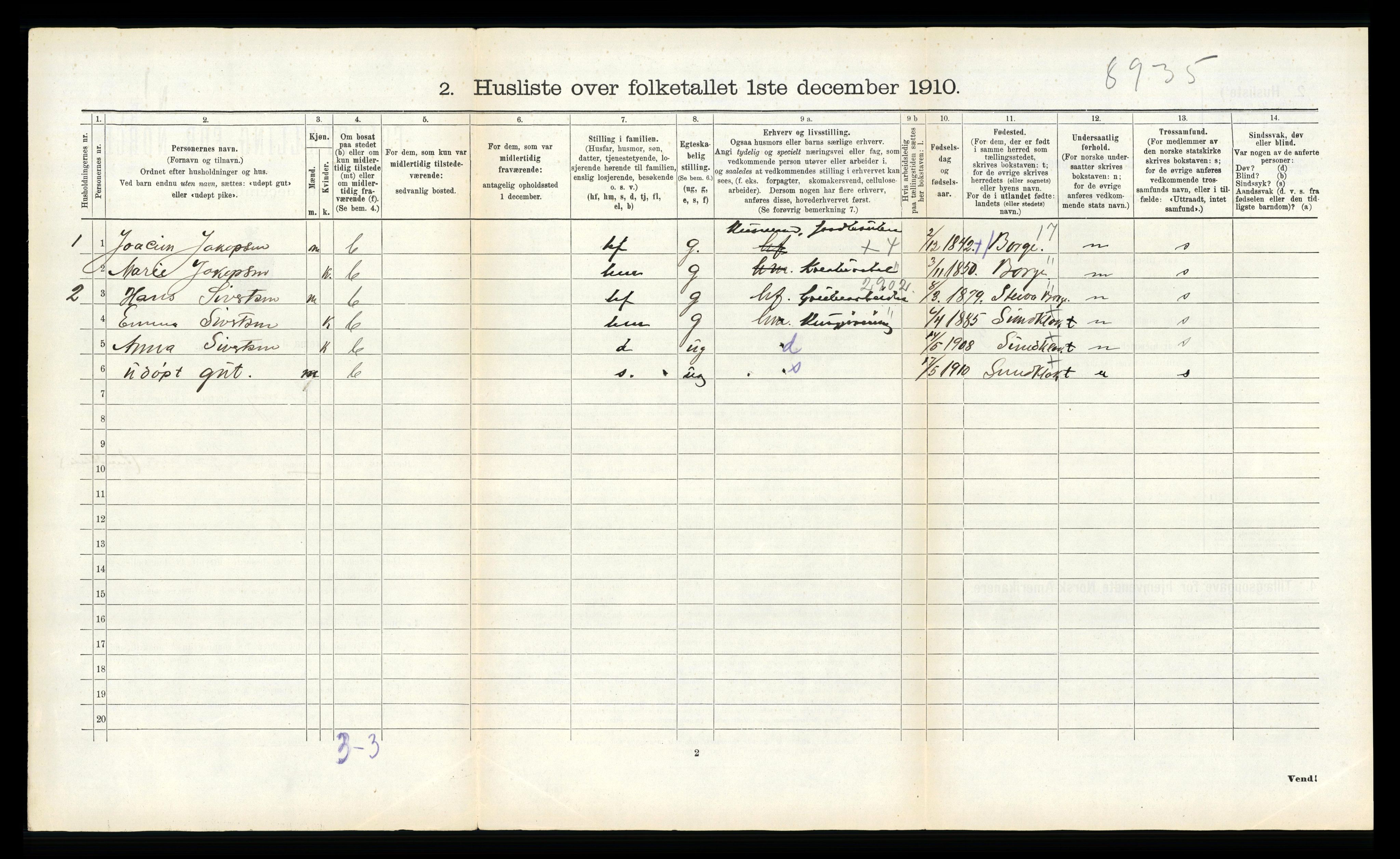 RA, 1910 census for Gimsøy, 1910, p. 442