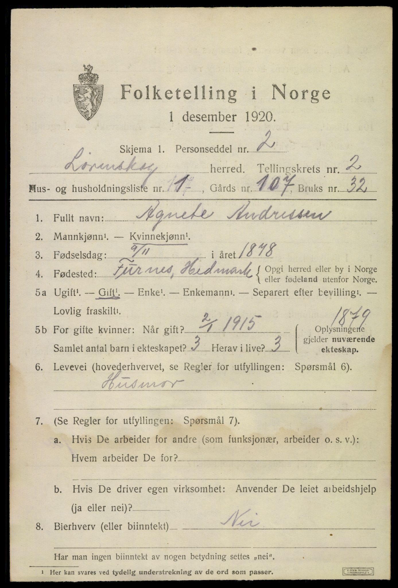 SAO, 1920 census for Lørenskog, 1920, p. 2143