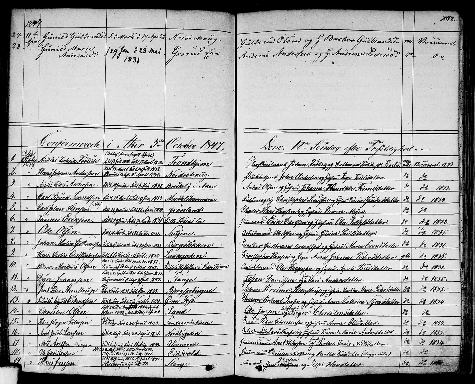 Aker prestekontor kirkebøker, AV/SAO-A-10861/F/L0018: Parish register (official) no. 17, 1829-1852, p. 298