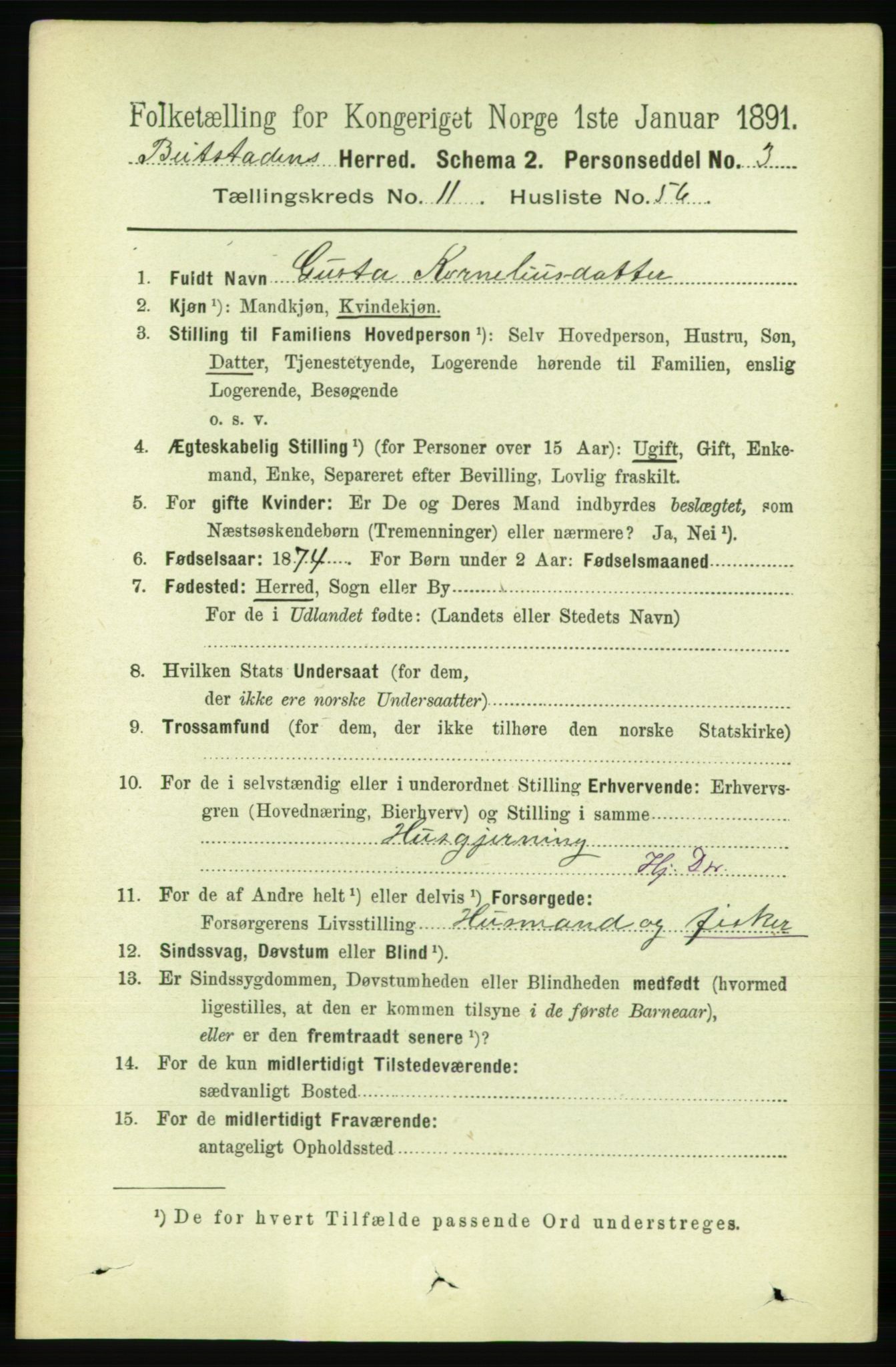 RA, 1891 census for 1727 Beitstad, 1891, p. 3320