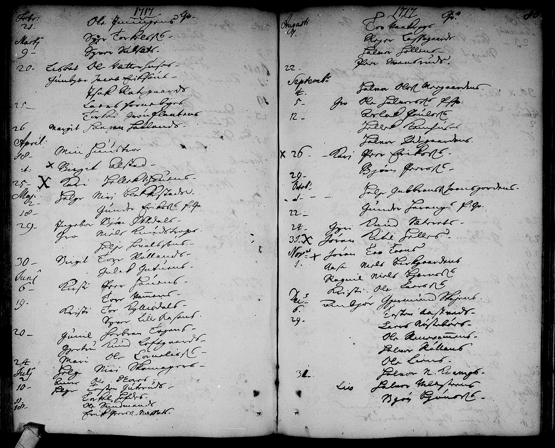 Rollag kirkebøker, SAKO/A-240/F/Fa/L0002: Parish register (official) no. I 2, 1714-1742, p. 80
