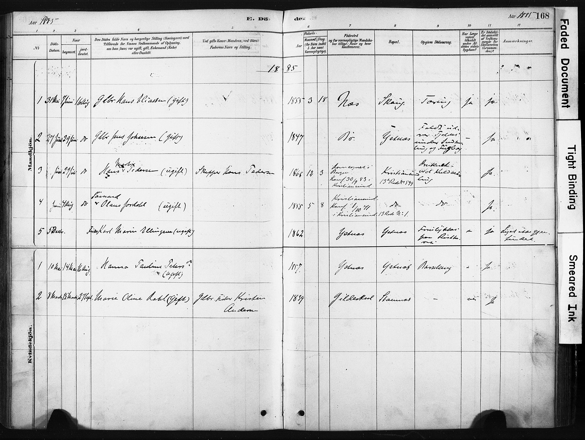 Ministerialprotokoller, klokkerbøker og fødselsregistre - Nordland, AV/SAT-A-1459/808/L0128: Parish register (official) no. 808A01, 1880-1902, p. 168