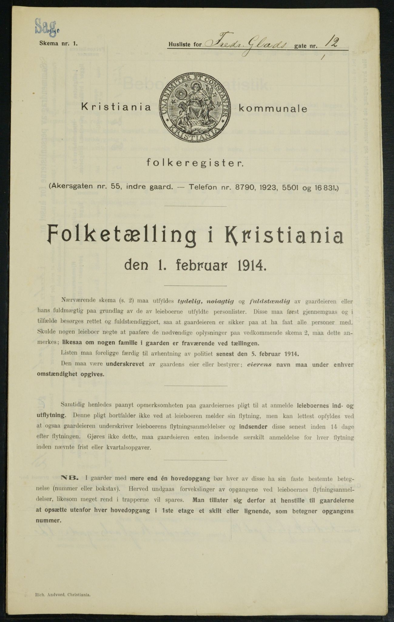 OBA, Municipal Census 1914 for Kristiania, 1914, p. 26694