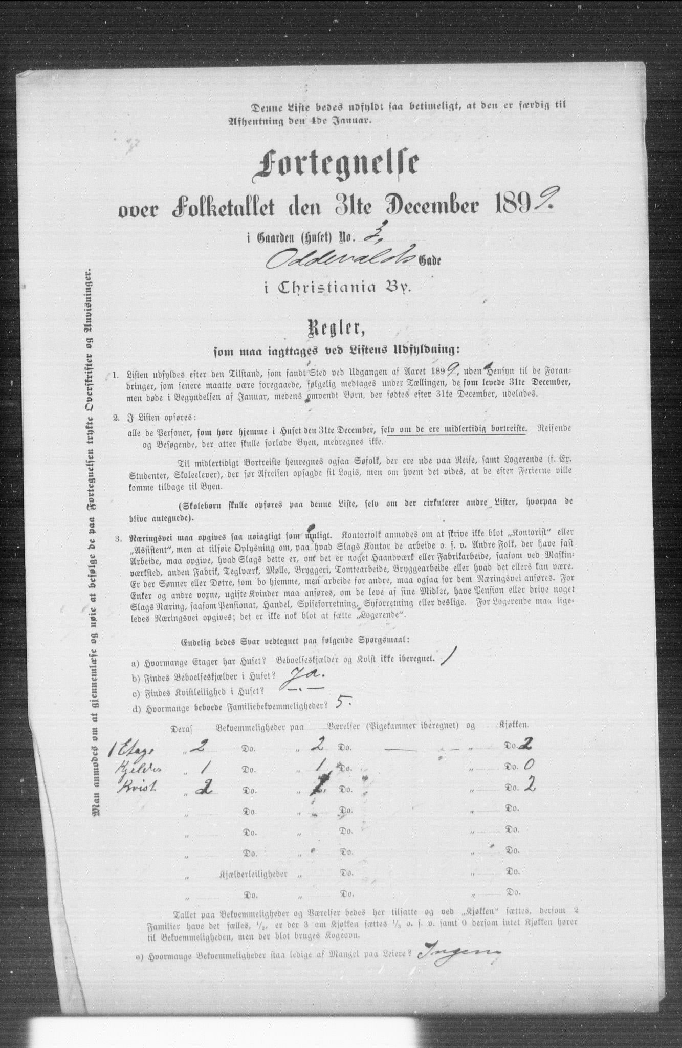 OBA, Municipal Census 1899 for Kristiania, 1899, p. 9711