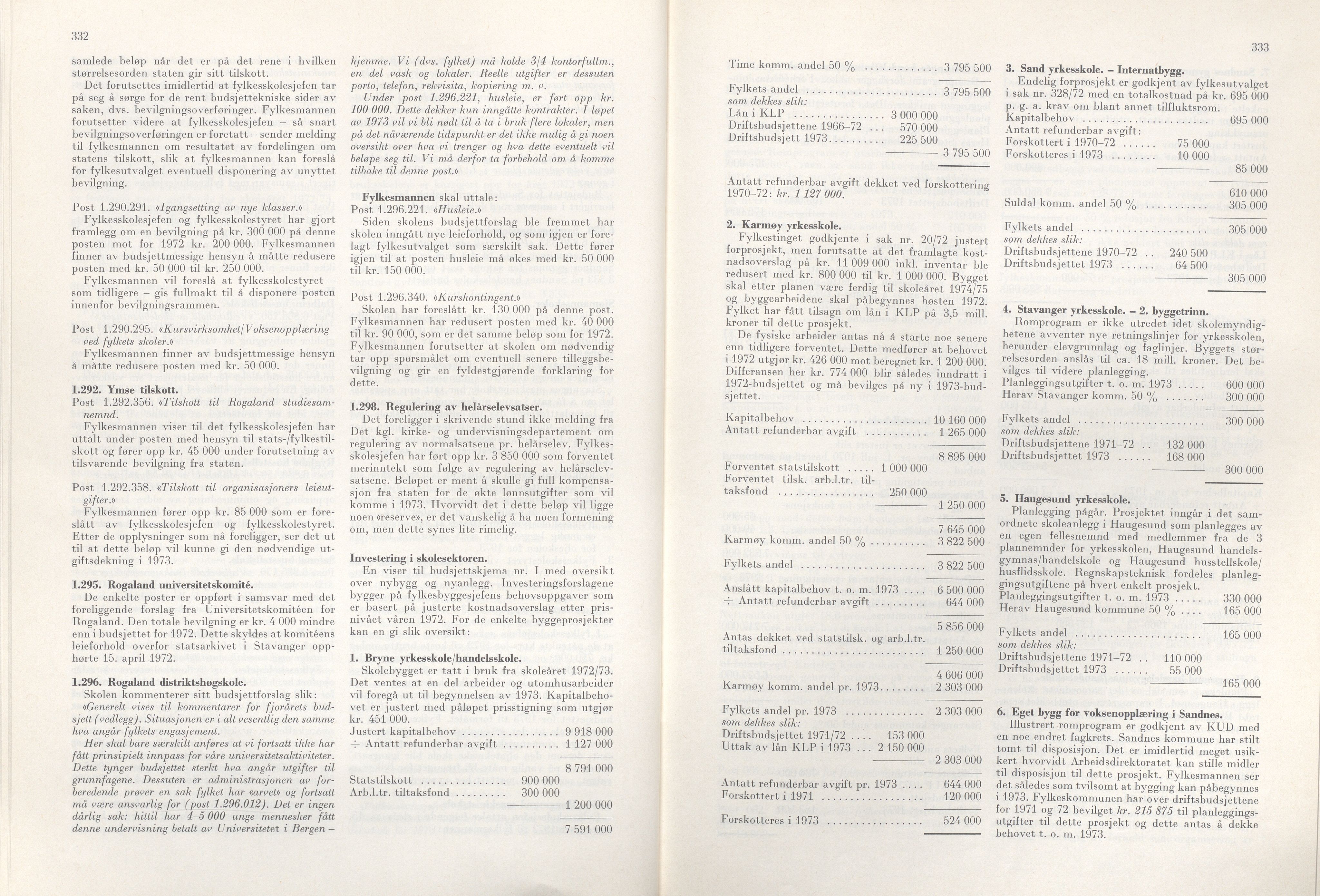 Rogaland fylkeskommune - Fylkesrådmannen , IKAR/A-900/A/Aa/Aaa/L0092: Møtebok , 1972, p. 332-333