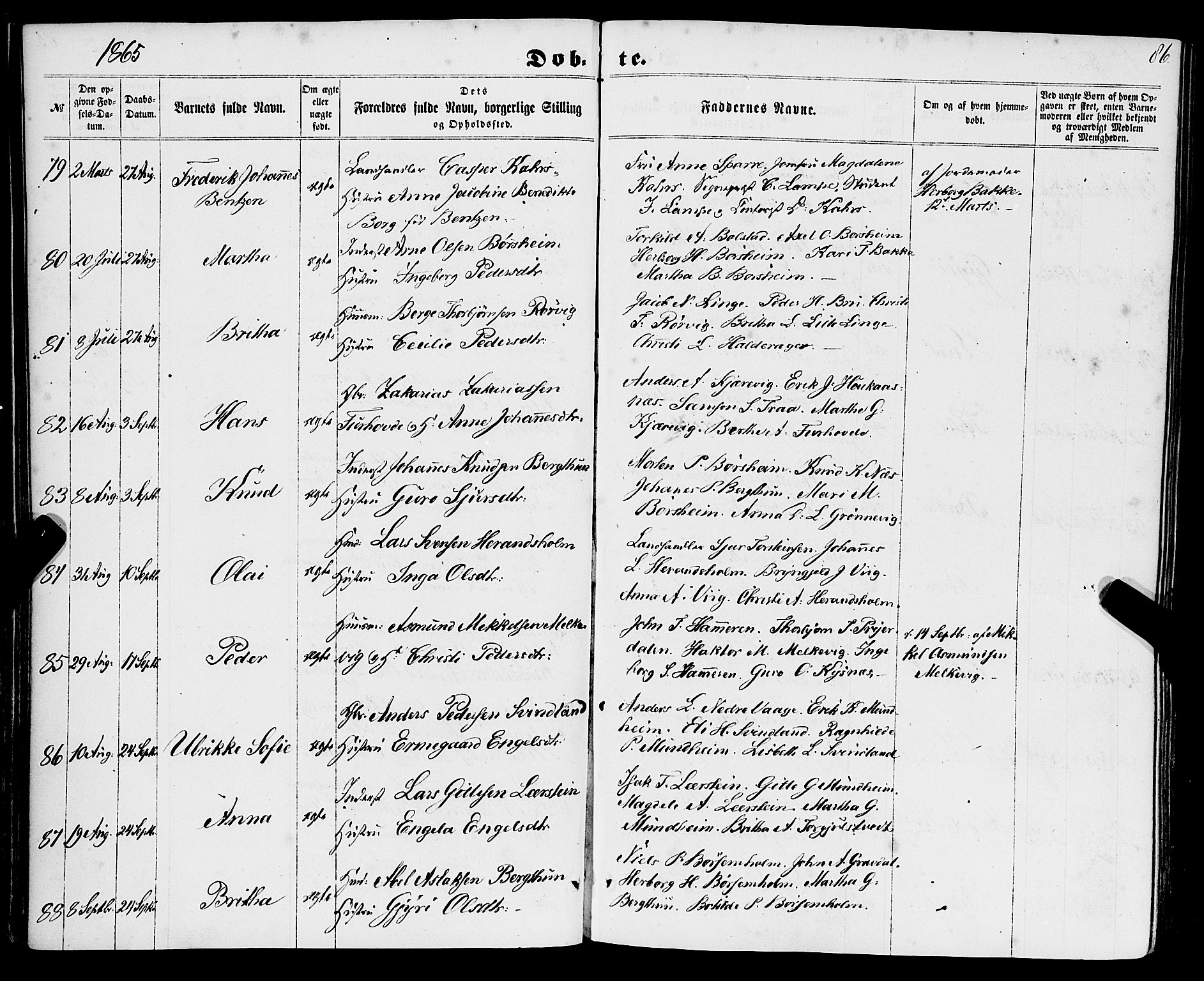 Strandebarm sokneprestembete, AV/SAB-A-78401/H/Haa: Parish register (official) no. A 8, 1858-1872, p. 86