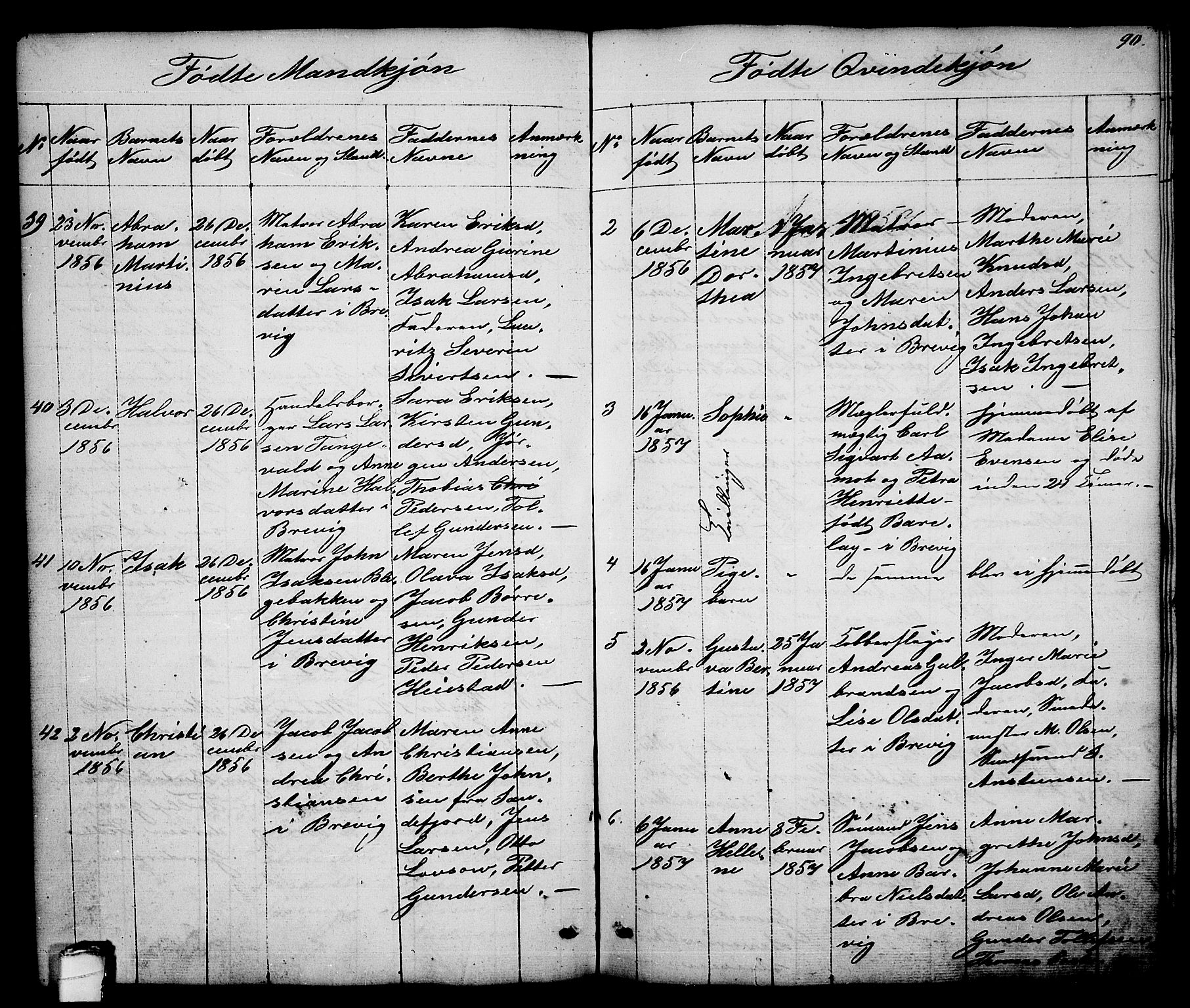 Brevik kirkebøker, SAKO/A-255/G/Ga/L0002: Parish register (copy) no. 2, 1846-1865, p. 90