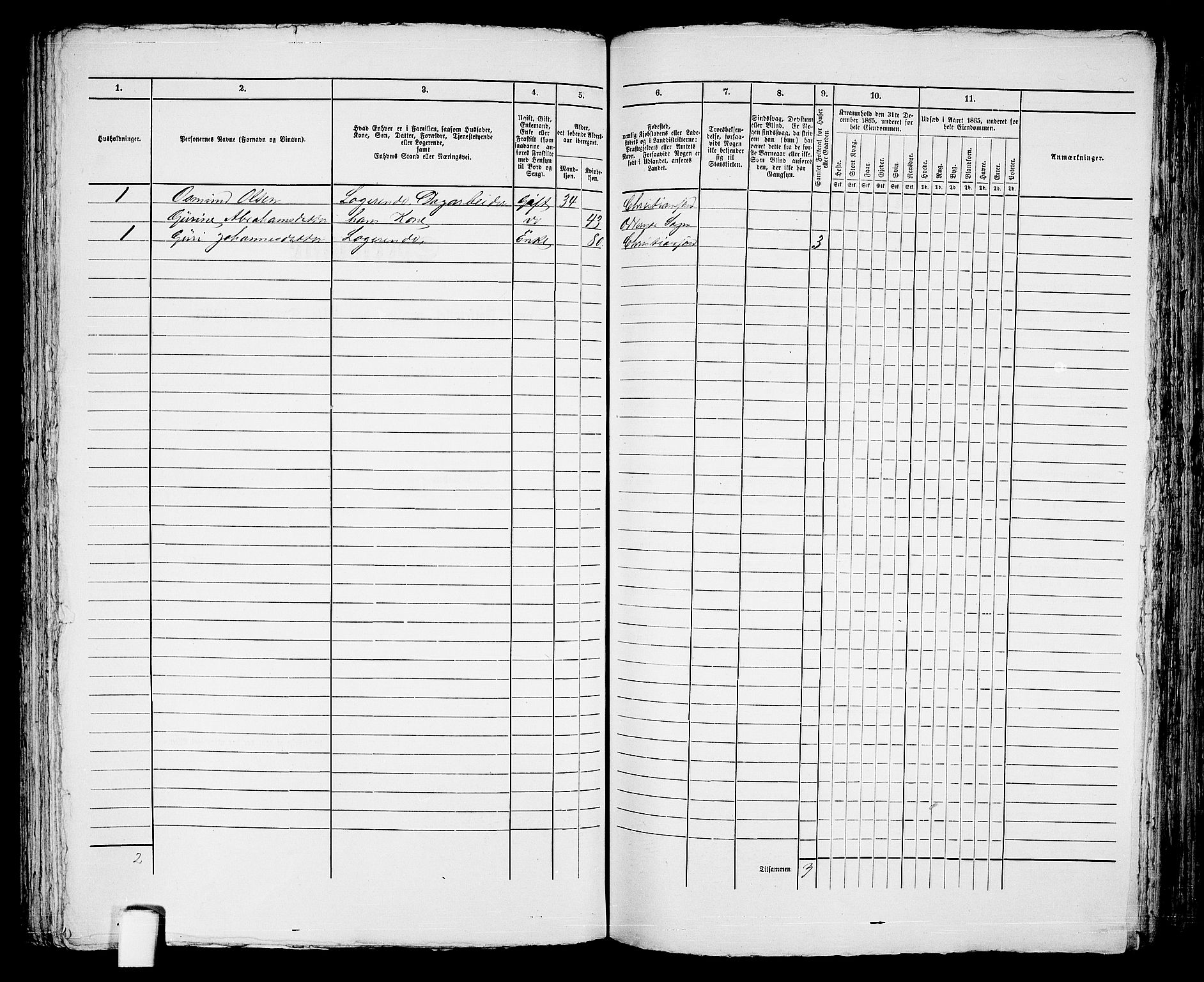 RA, 1865 census for Kristiansand, 1865, p. 786