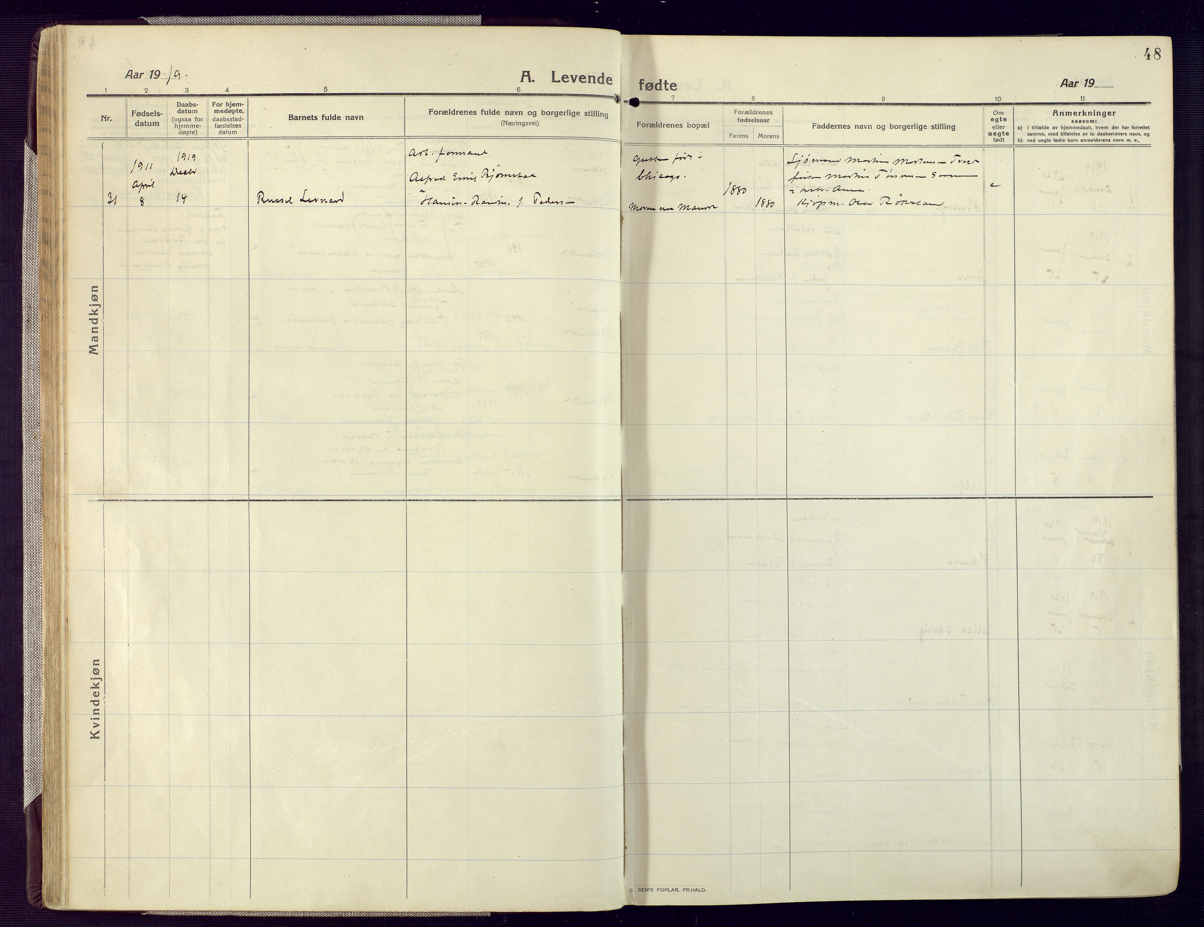 Mandal sokneprestkontor, AV/SAK-1111-0030/F/Fa/Fac/L0001: Parish register (official) no. A 1, 1913-1925, p. 48