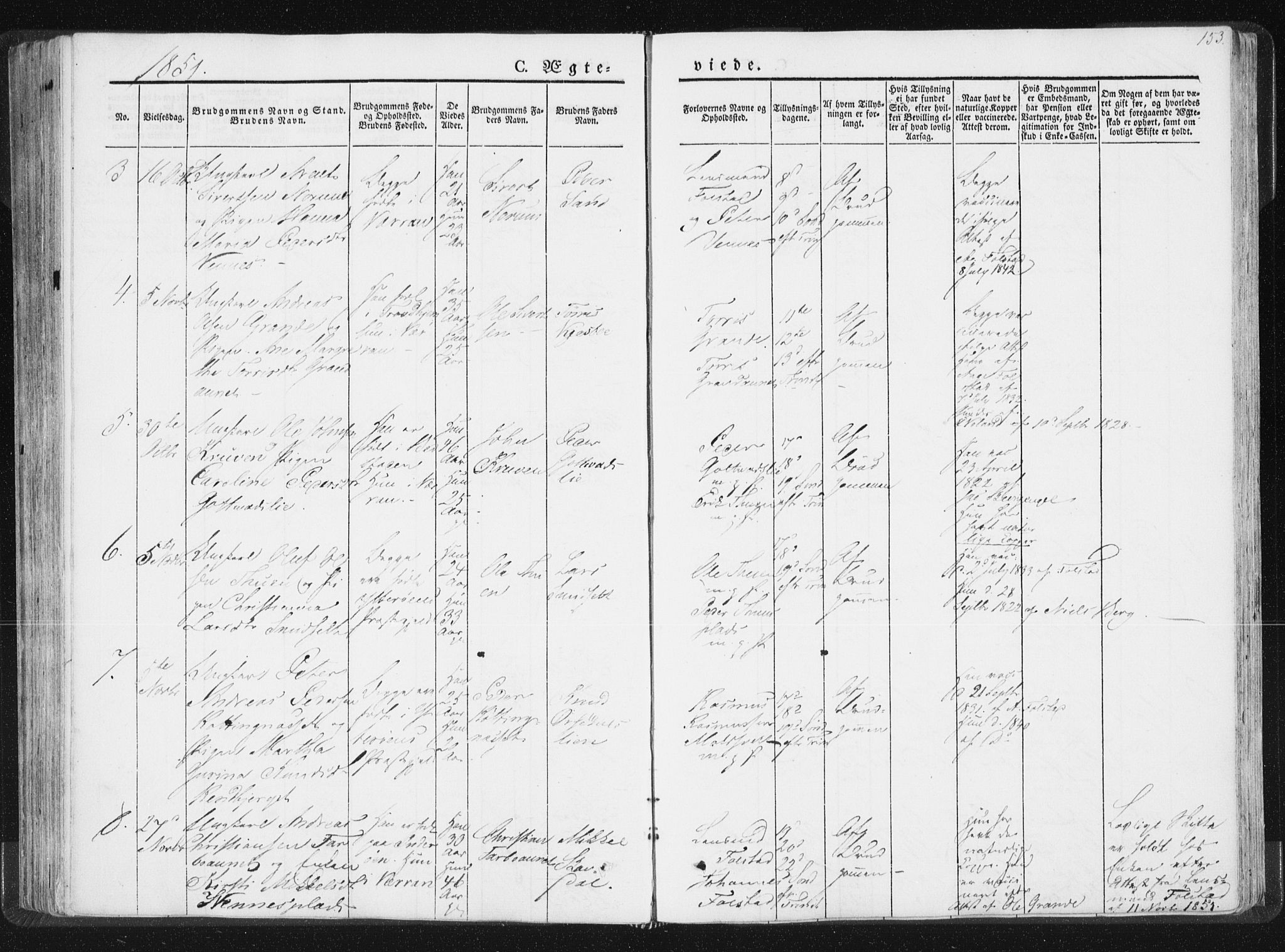 Ministerialprotokoller, klokkerbøker og fødselsregistre - Nord-Trøndelag, SAT/A-1458/744/L0418: Parish register (official) no. 744A02, 1843-1866, p. 153
