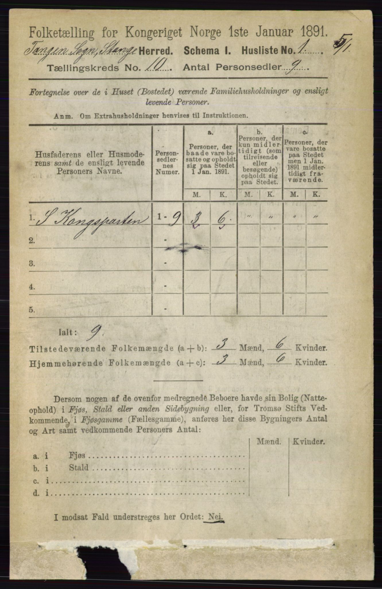 RA, 1891 census for 0417 Stange, 1891, p. 6684