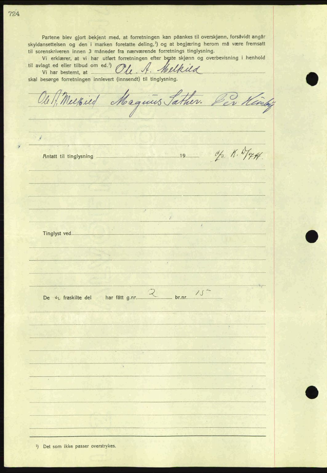 Nordmøre sorenskriveri, AV/SAT-A-4132/1/2/2Ca: Mortgage book no. A81, 1937-1937, Diary no: : 1488/1937