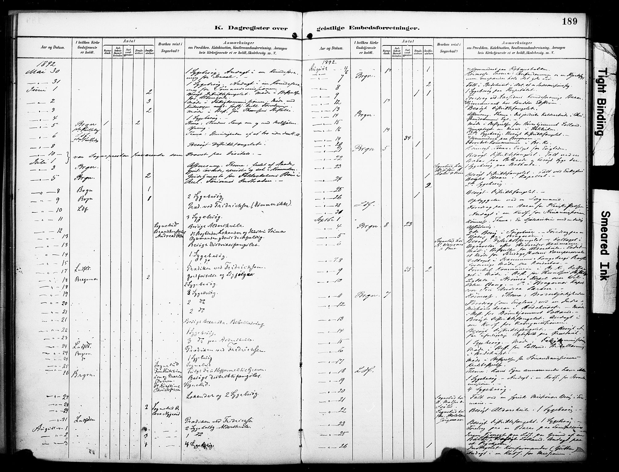 Bragernes kirkebøker, SAKO/A-6/F/Fc/L0006: Parish register (official) no. III 6, 1888-1899, p. 189