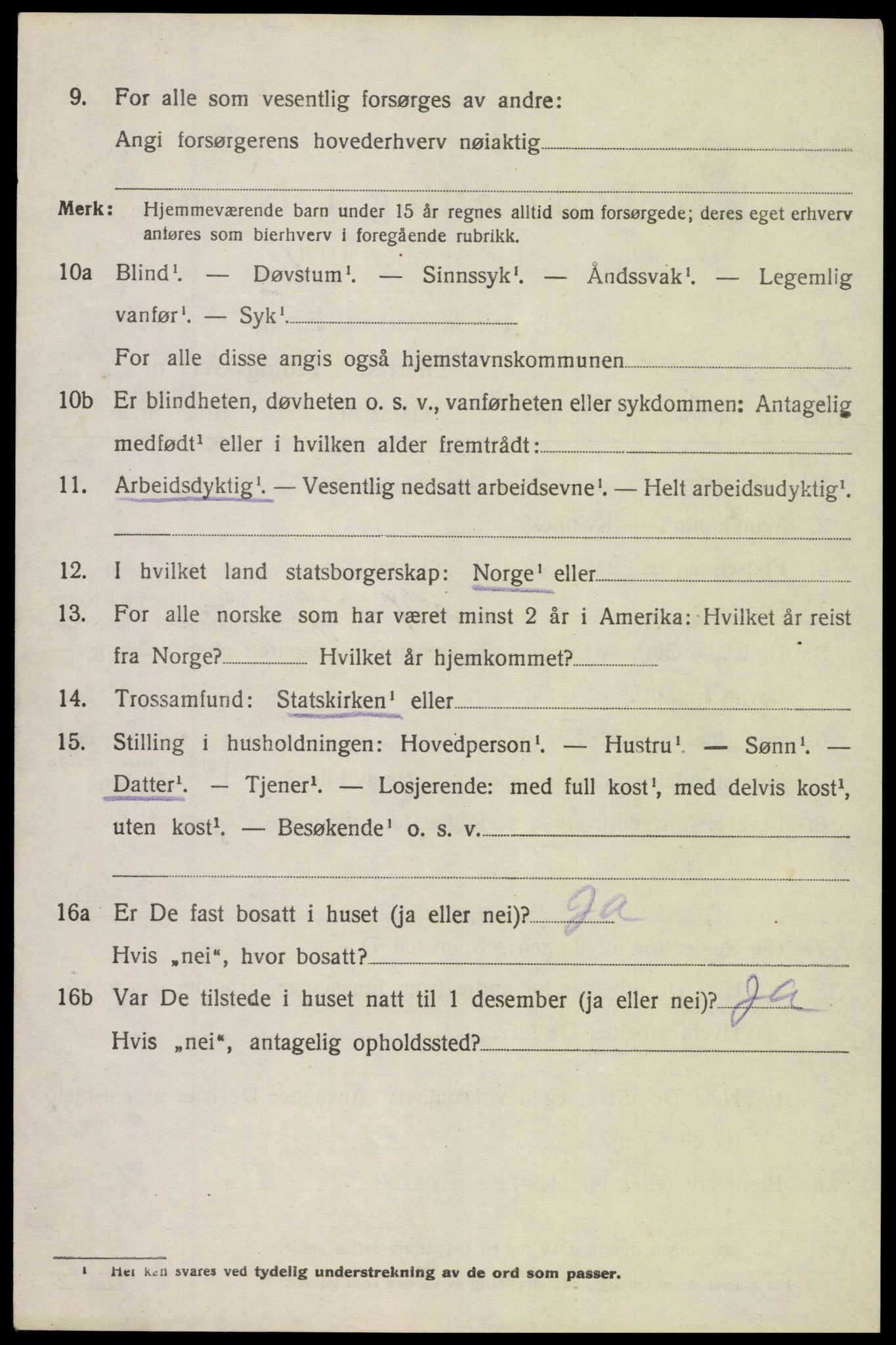 SAK, 1920 census for Spangereid, 1920, p. 1054