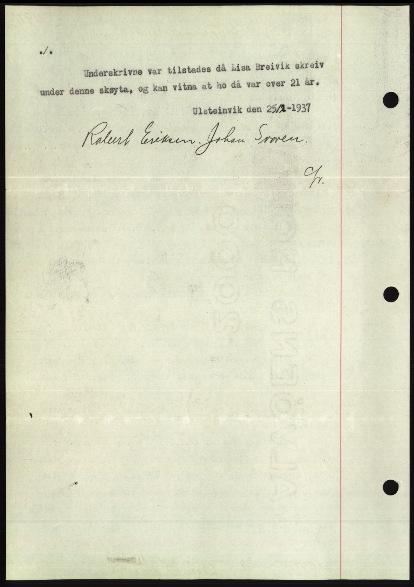 Søre Sunnmøre sorenskriveri, SAT/A-4122/1/2/2C/L0062: Mortgage book no. 56, 1936-1937, Diary no: : 411/1937