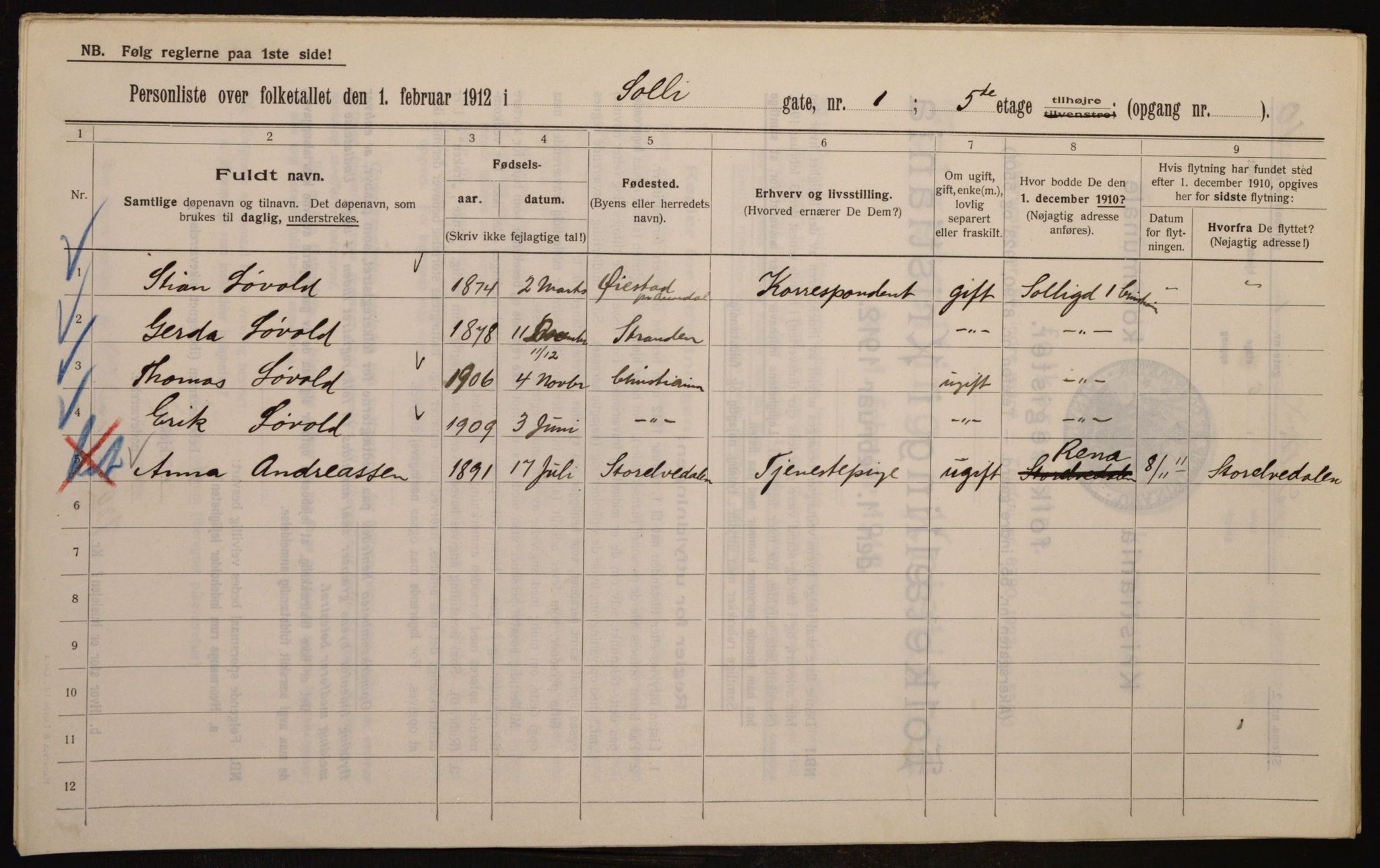 OBA, Municipal Census 1912 for Kristiania, 1912, p. 99942