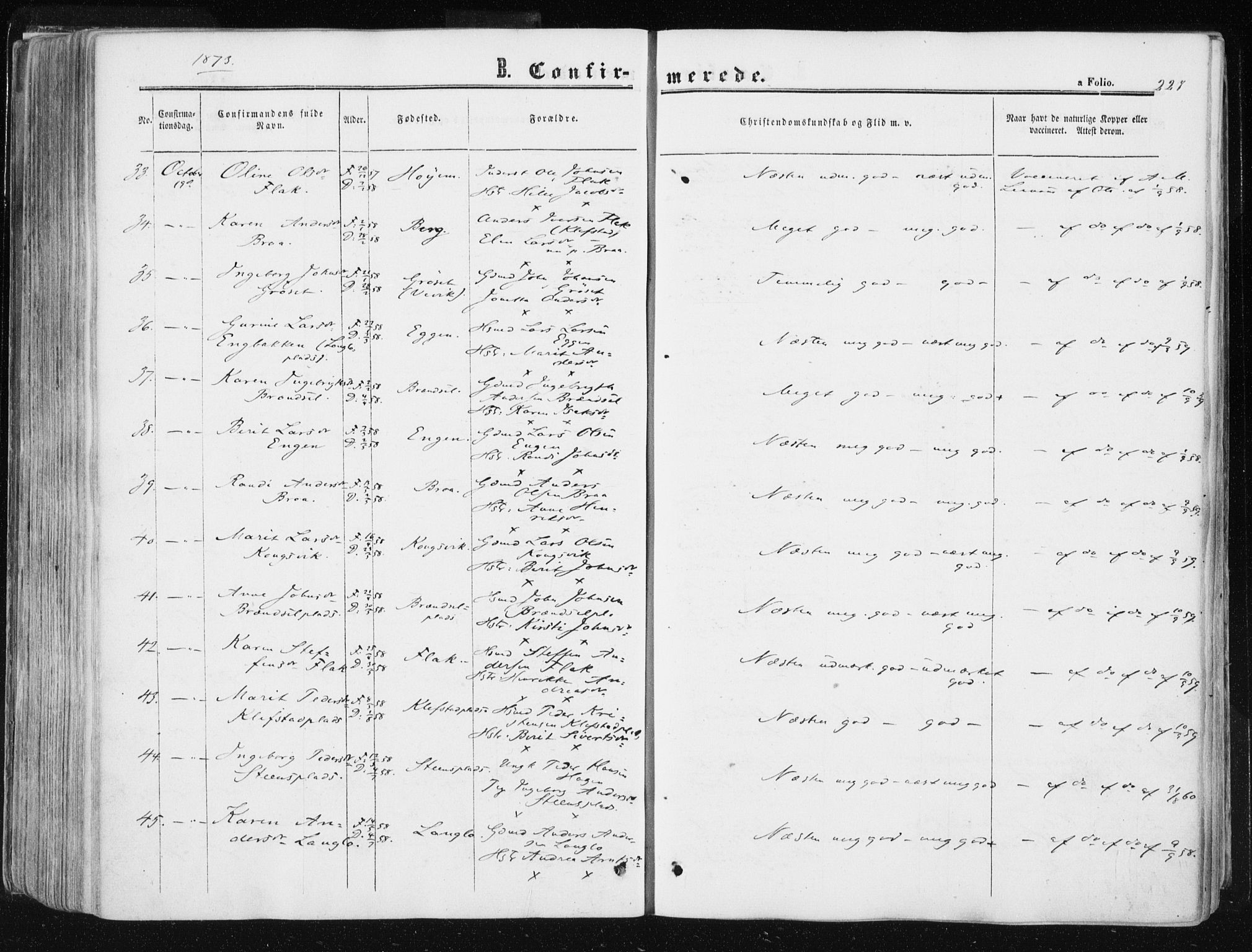 Ministerialprotokoller, klokkerbøker og fødselsregistre - Sør-Trøndelag, SAT/A-1456/612/L0377: Parish register (official) no. 612A09, 1859-1877, p. 227