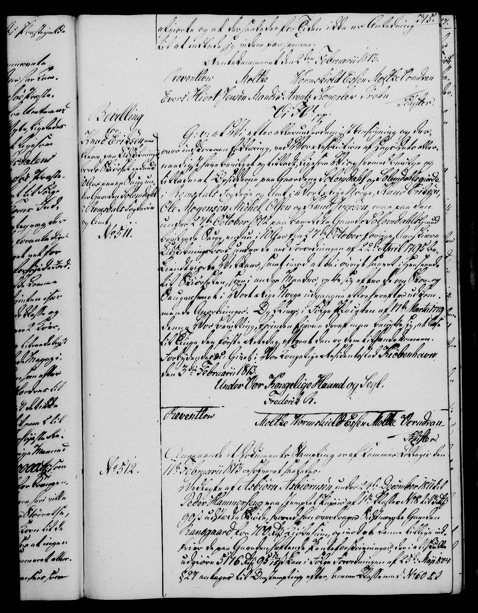 Rentekammeret, Kammerkanselliet, AV/RA-EA-3111/G/Gg/Gga/L0020: Norsk ekspedisjonsprotokoll med register (merket RK 53.20), 1811-1814, p. 315