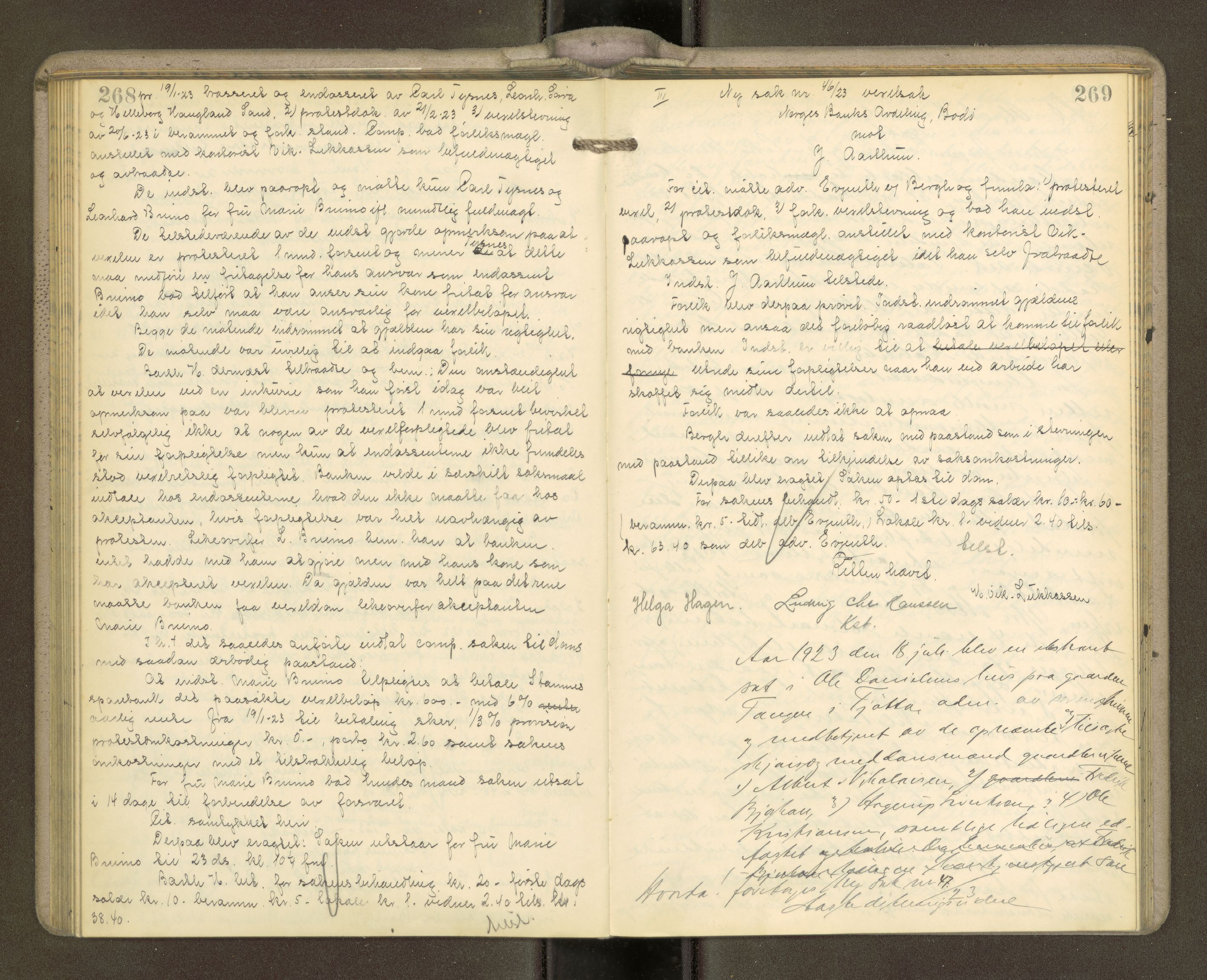Søndre Helgeland sorenskriveri, AV/SAT-A-4575/1/1/1B/1Bb/L0013: Ekstrarettsprotokoll, 1921-1925, p. 268-269