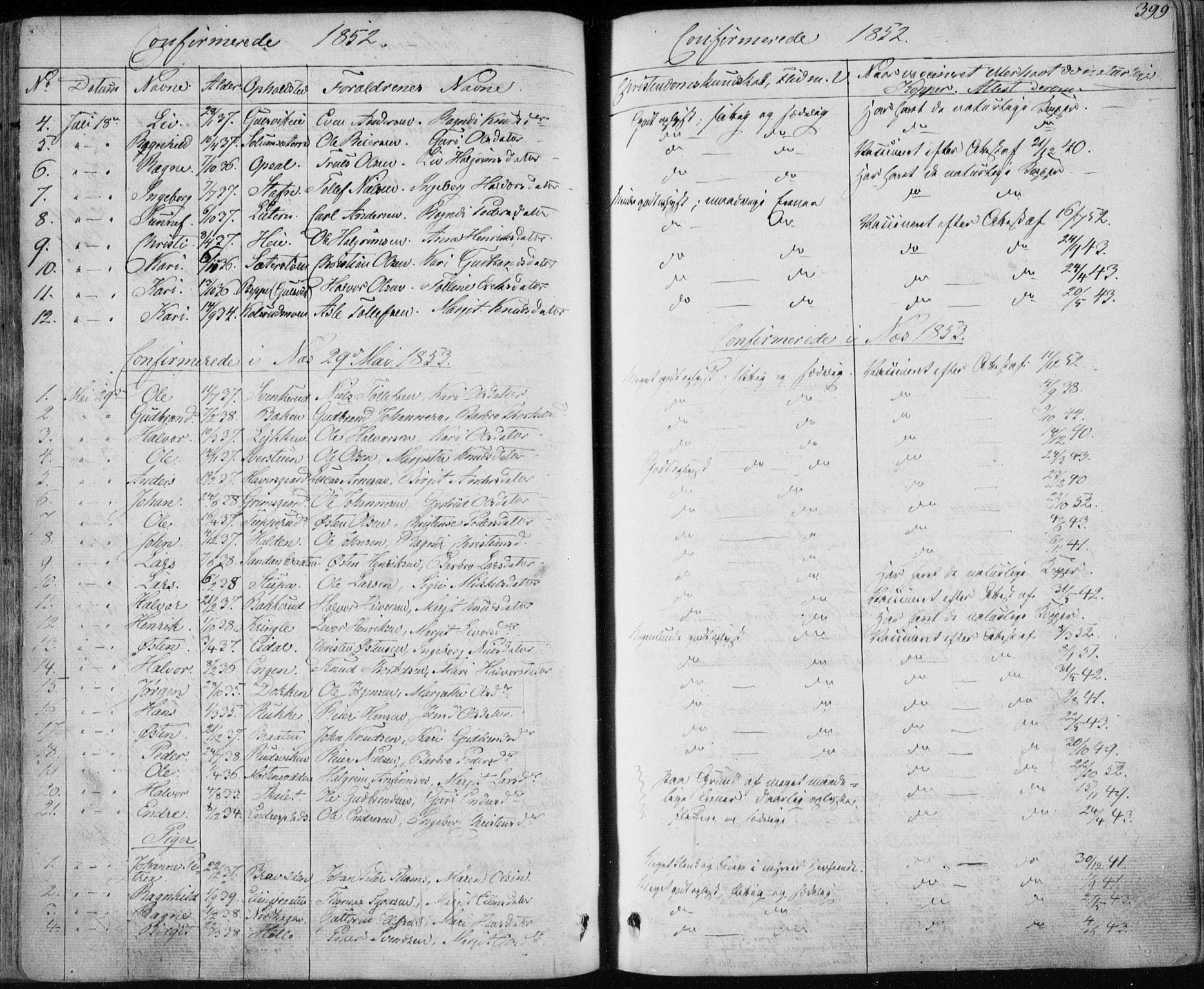 Nes kirkebøker, AV/SAKO-A-236/F/Fa/L0009: Parish register (official) no. 9, 1834-1863, p. 399