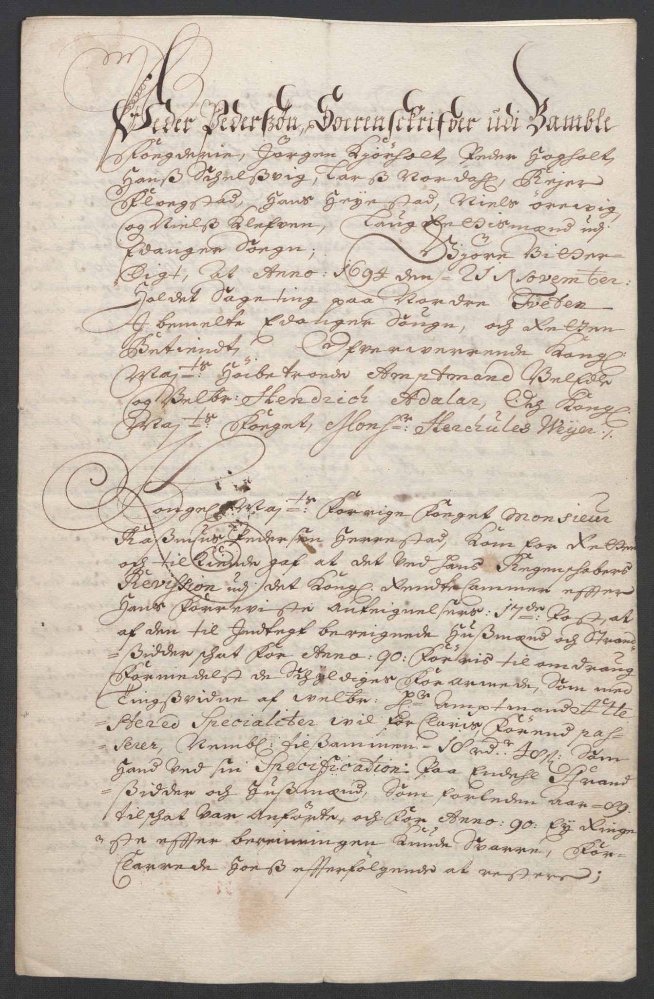 Rentekammeret inntil 1814, Reviderte regnskaper, Fogderegnskap, AV/RA-EA-4092/R34/L2053: Fogderegnskap Bamble, 1693, p. 311