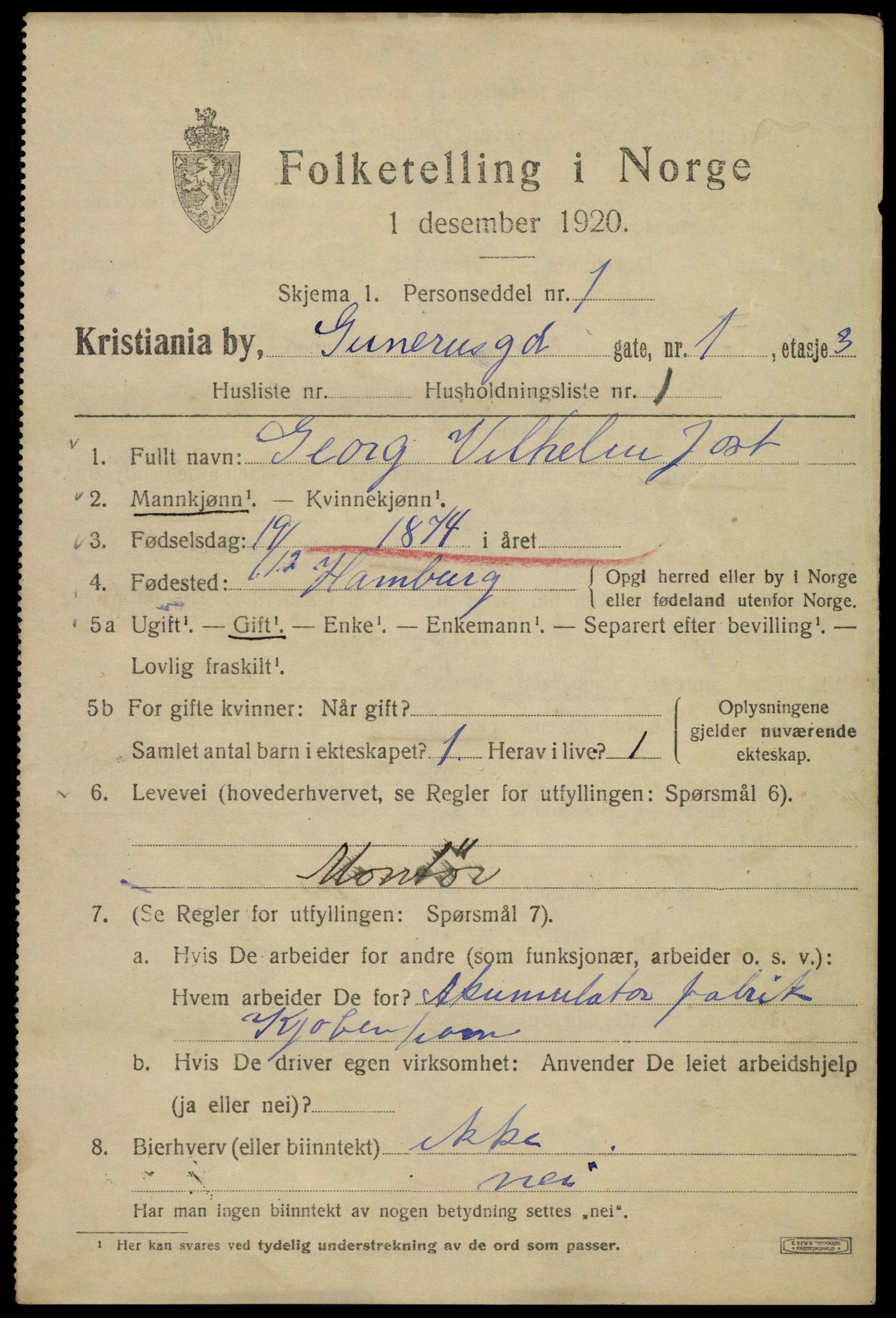 SAO, 1920 census for Kristiania, 1920, p. 261047