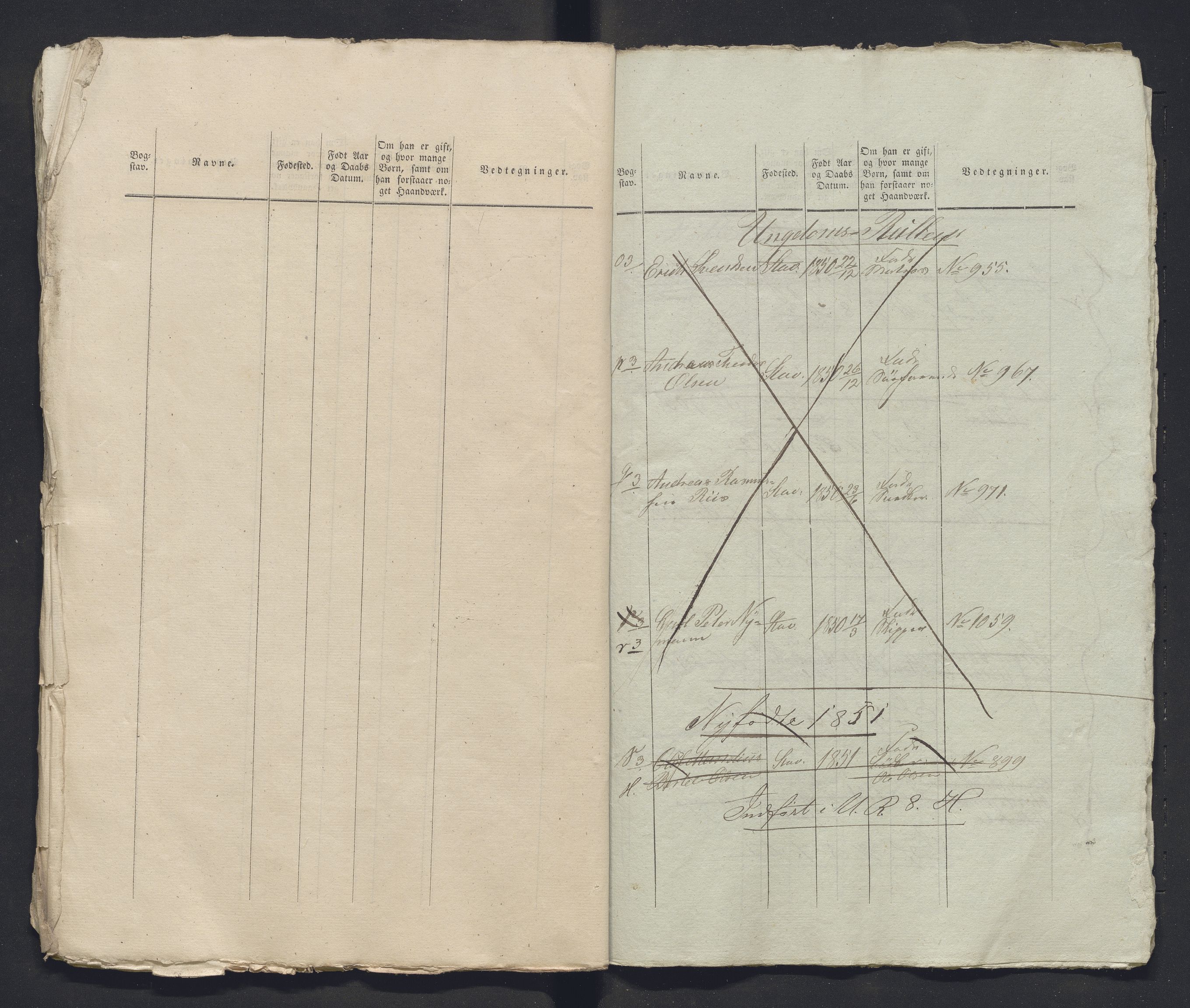 Innrulleringssjefen i Bergen, Avd. III. Bergen og Stavanger 1805-1850, AV/SAB-A-100467/H/Ha/L0009: Mannskapsruller, 1851-1852, p. 228