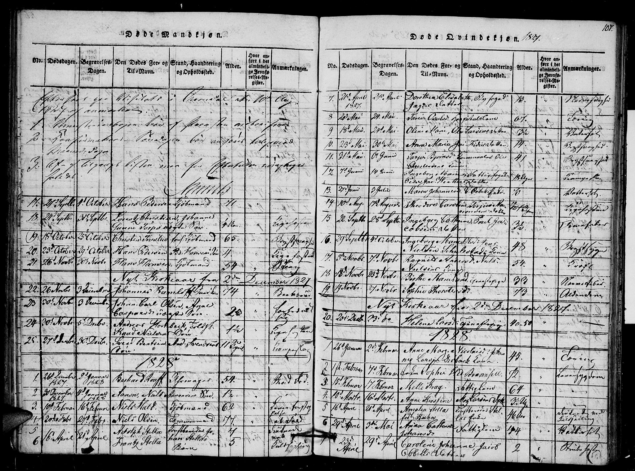 Arendal sokneprestkontor, Trefoldighet, SAK/1111-0040/F/Fb/L0001: Parish register (copy) no. B 1, 1816-1838, p. 106