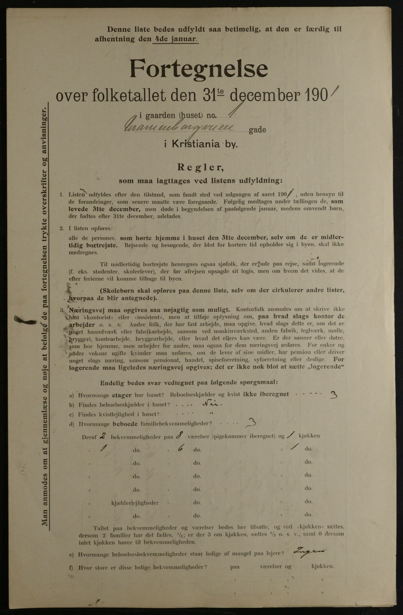 OBA, Municipal Census 1901 for Kristiania, 1901, p. 18510