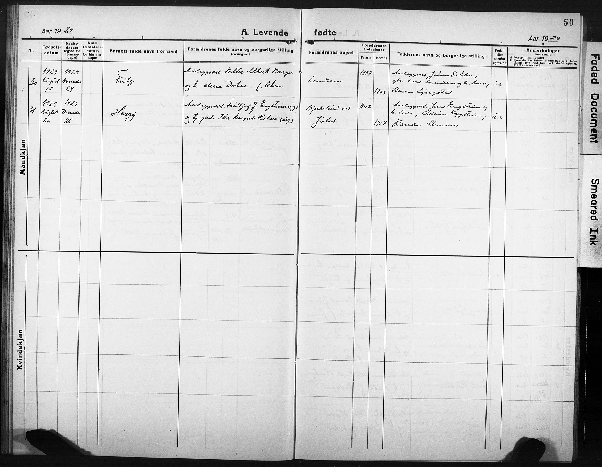 Ministerialprotokoller, klokkerbøker og fødselsregistre - Nord-Trøndelag, AV/SAT-A-1458/749/L0480: Parish register (copy) no. 749C02, 1924-1932, p. 50