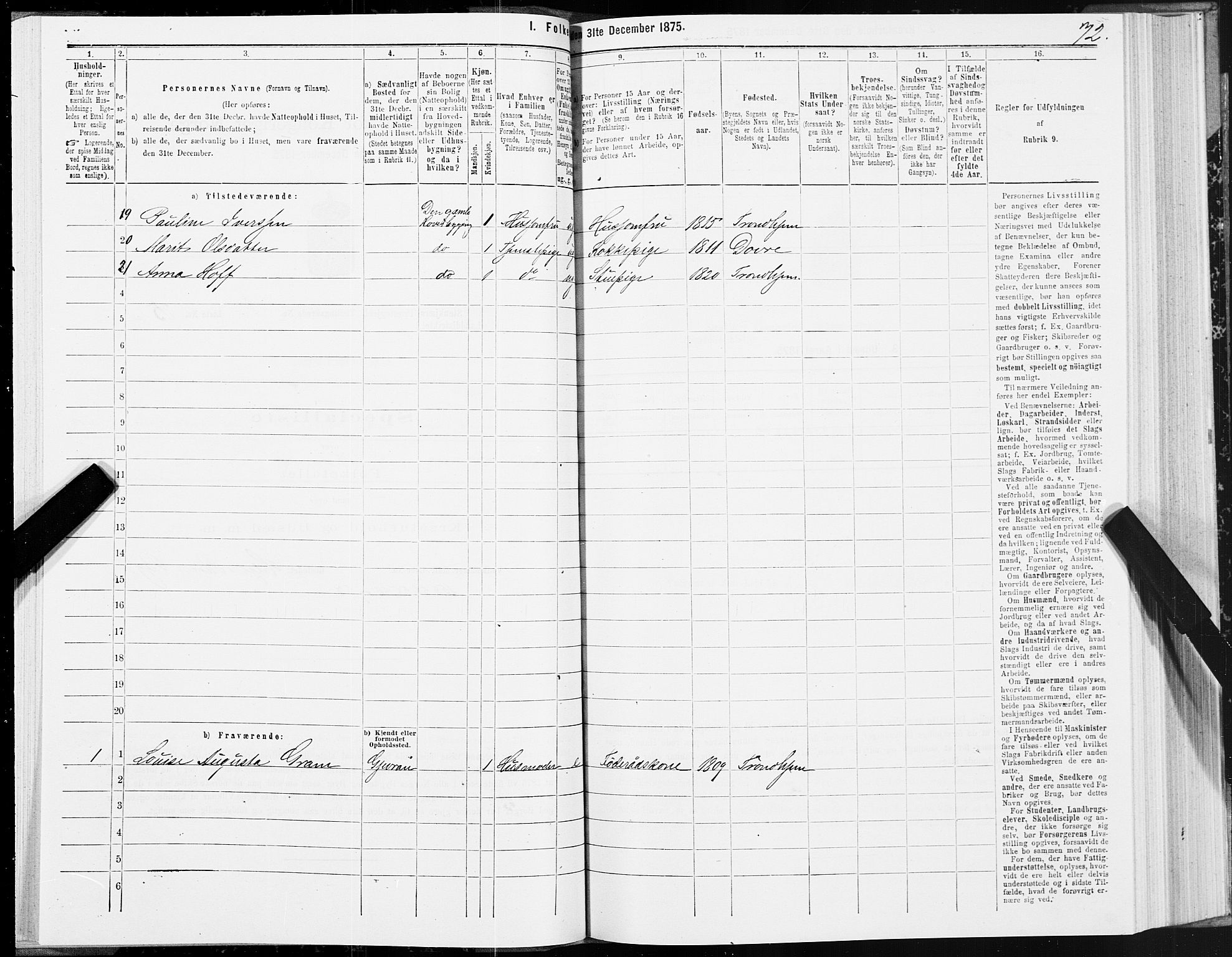 SAT, 1875 census for 1733L Steinkjer/Egge, 1875, p. 1072