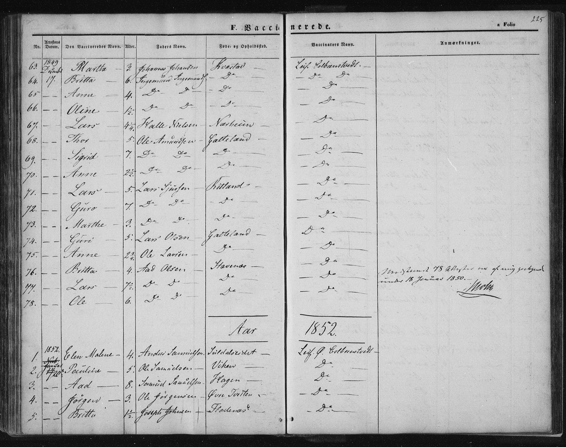 Suldal sokneprestkontor, SAST/A-101845/01/IV/L0008: Parish register (official) no. A 8, 1836-1853, p. 225