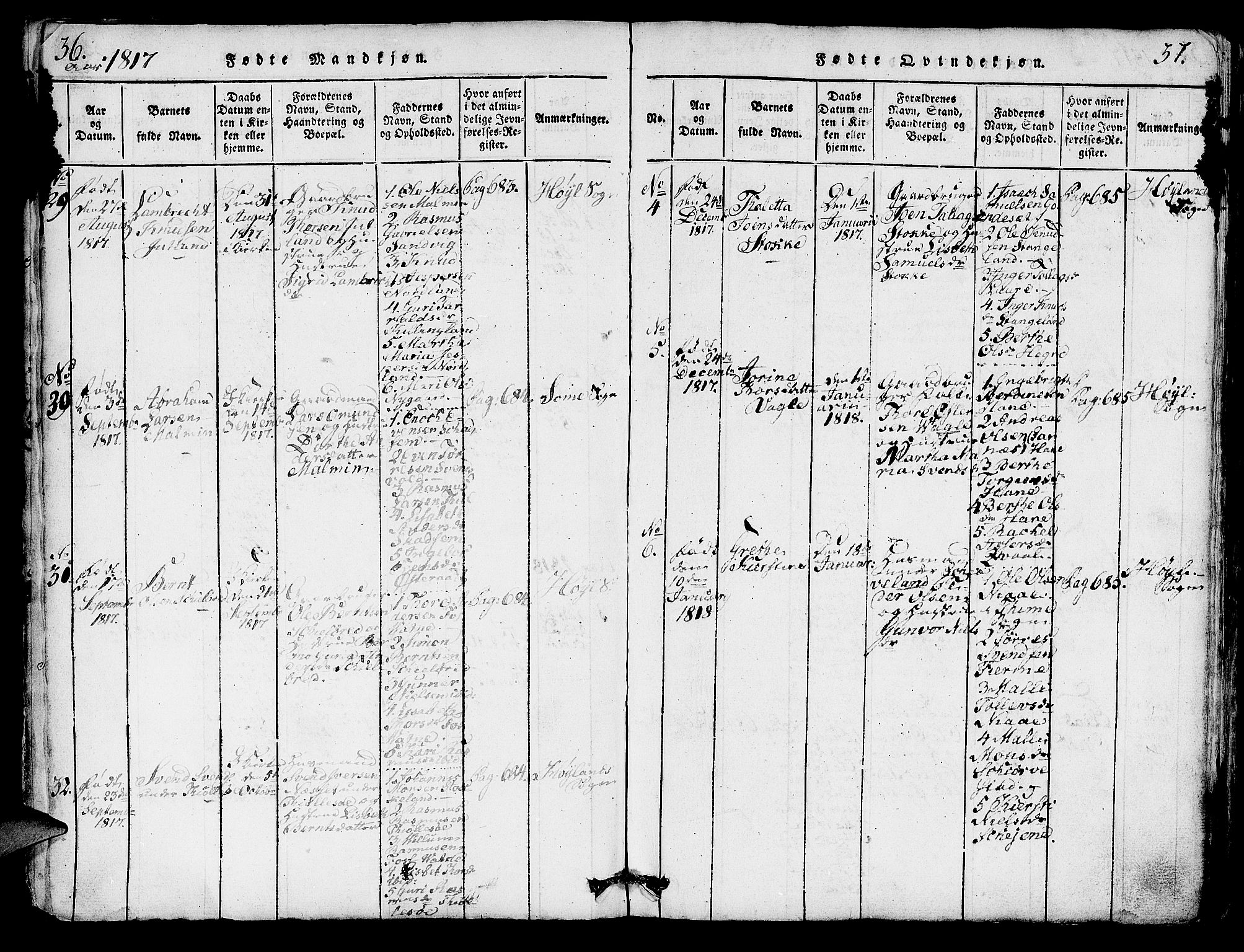 Høyland sokneprestkontor, SAST/A-101799/001/30BA/L0006: Parish register (official) no. A 6, 1815-1825, p. 36-37