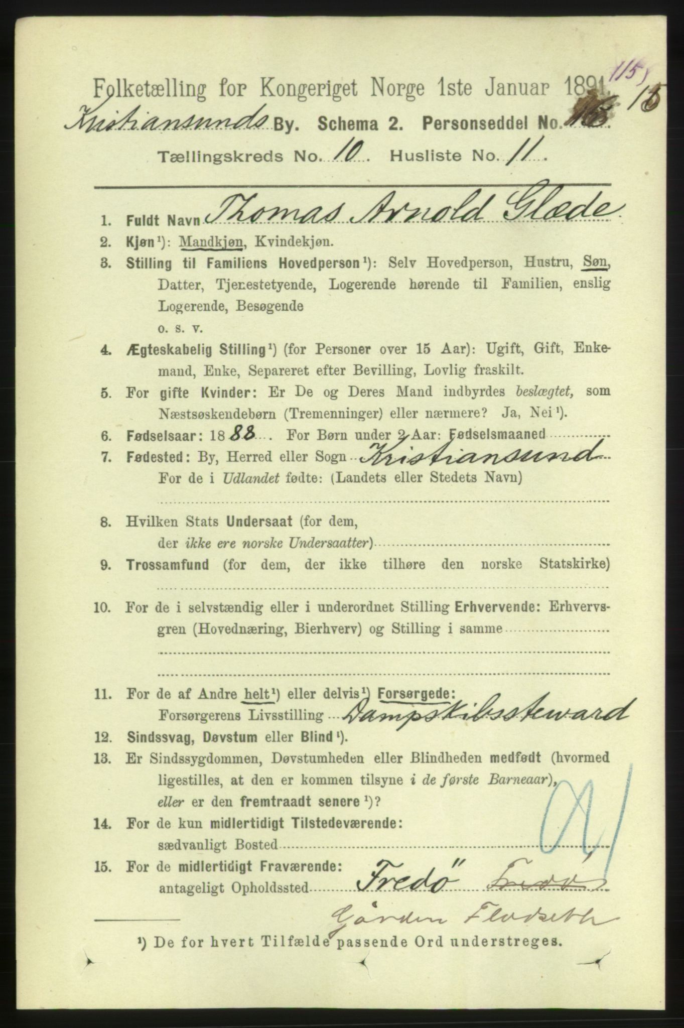 RA, 1891 census for 1503 Kristiansund, 1891, p. 8329