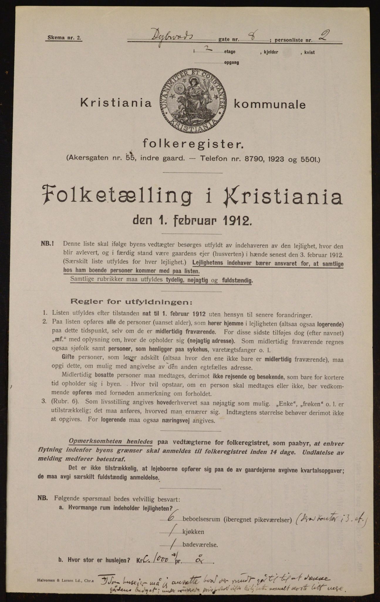 OBA, Municipal Census 1912 for Kristiania, 1912, p. 17468