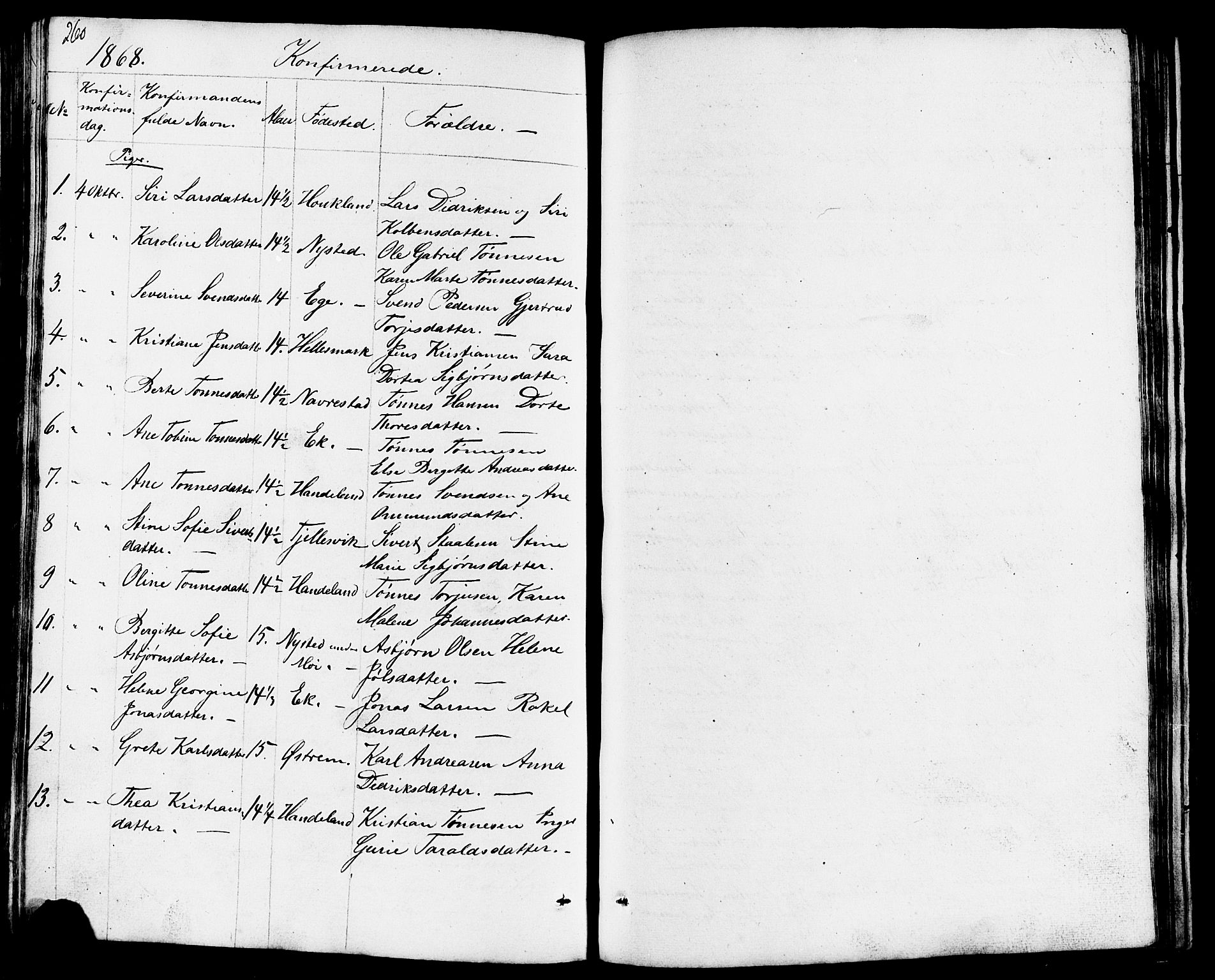 Lund sokneprestkontor, AV/SAST-A-101809/S07/L0003: Parish register (copy) no. B 3, 1848-1885, p. 260