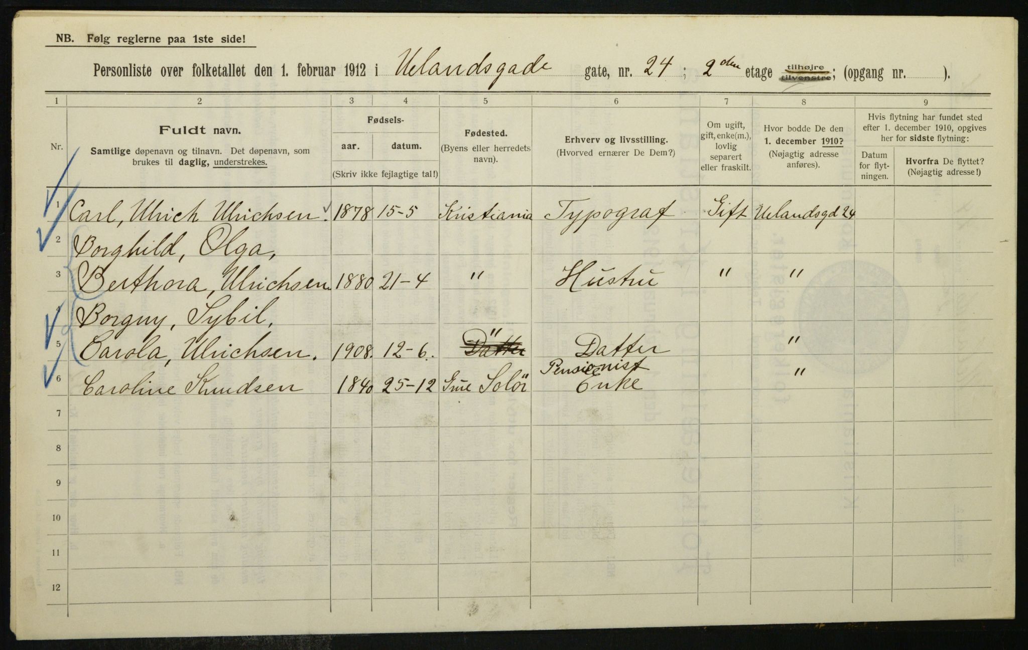 OBA, Municipal Census 1912 for Kristiania, 1912, p. 118700