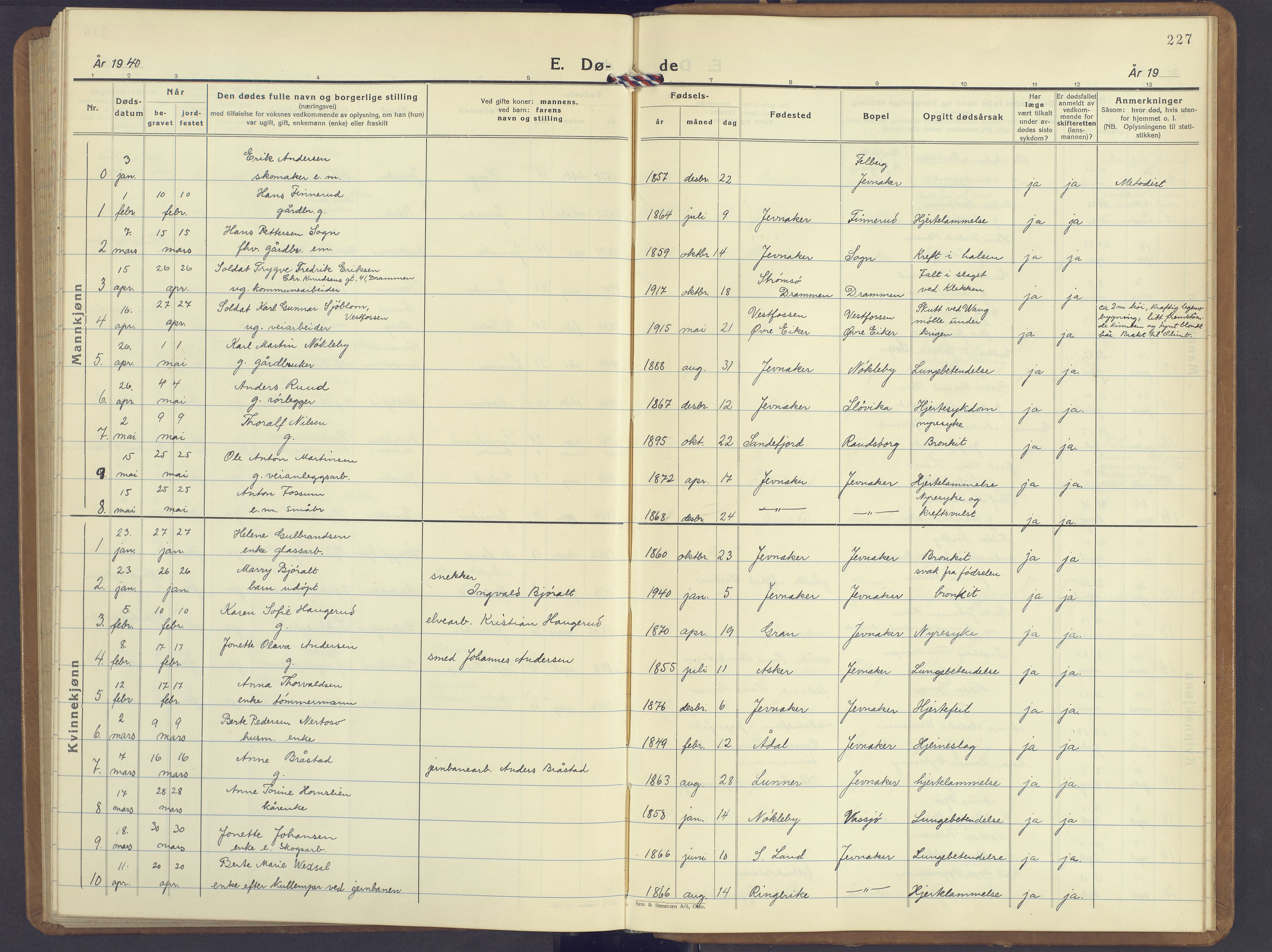 Jevnaker prestekontor, SAH/PREST-116/H/Ha/Hab/L0006: Parish register (copy) no. 6, 1930-1945, p. 227