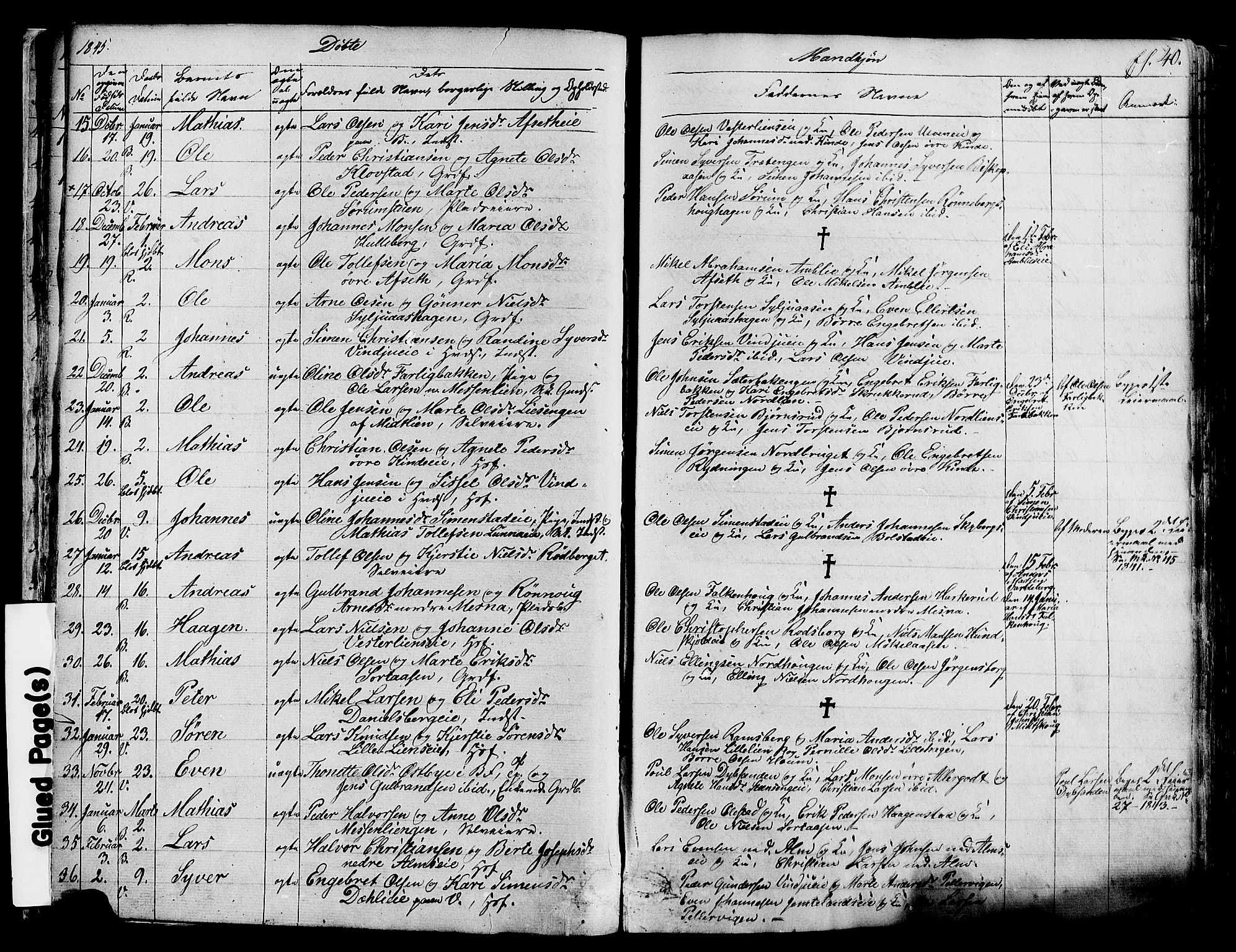 Ringsaker prestekontor, SAH/PREST-014/K/Ka/L0008: Parish register (official) no. 8, 1837-1850, p. 40