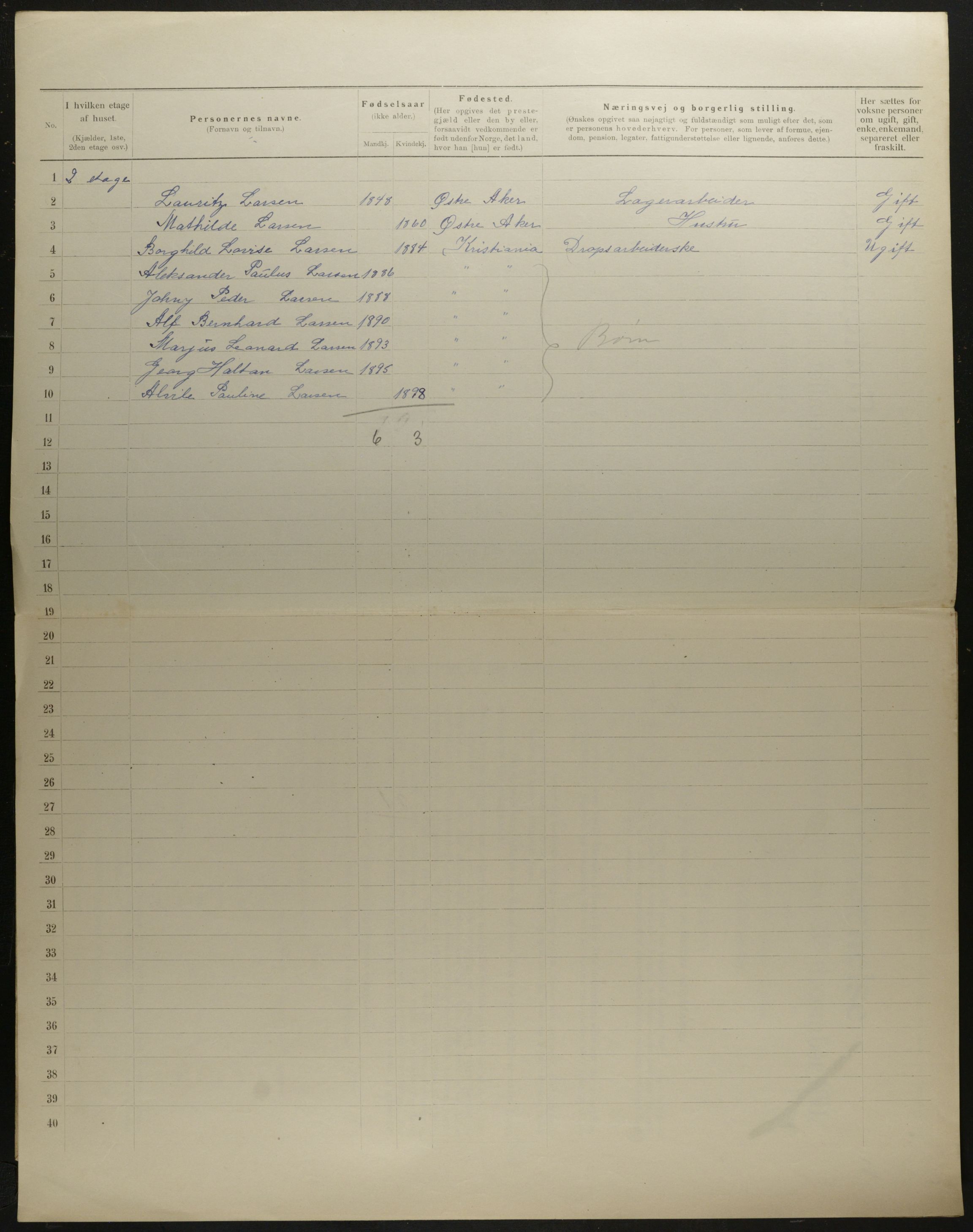 OBA, Municipal Census 1901 for Kristiania, 1901, p. 8156