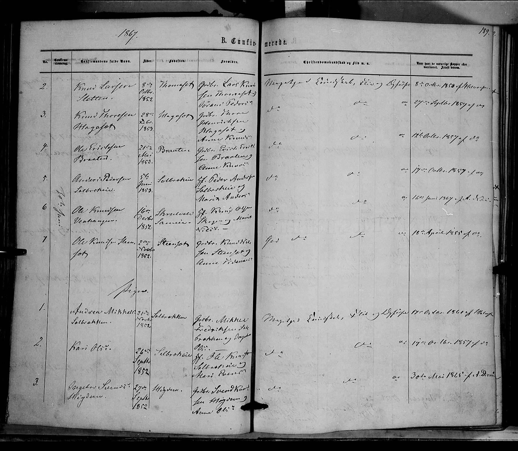 Nord-Aurdal prestekontor, AV/SAH-PREST-132/H/Ha/Haa/L0008: Parish register (official) no. 8, 1863-1875, p. 189