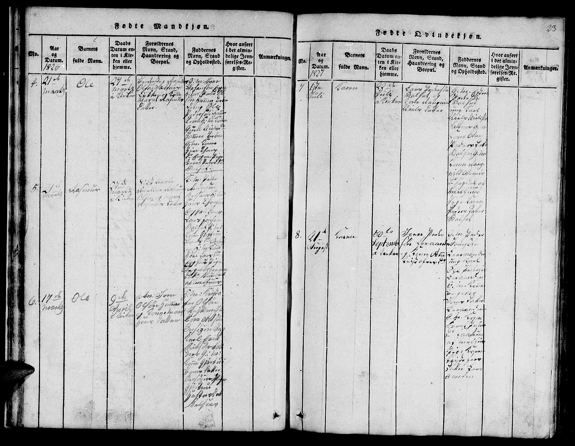 Ministerialprotokoller, klokkerbøker og fødselsregistre - Sør-Trøndelag, SAT/A-1456/666/L0788: Parish register (copy) no. 666C01, 1816-1847, p. 23