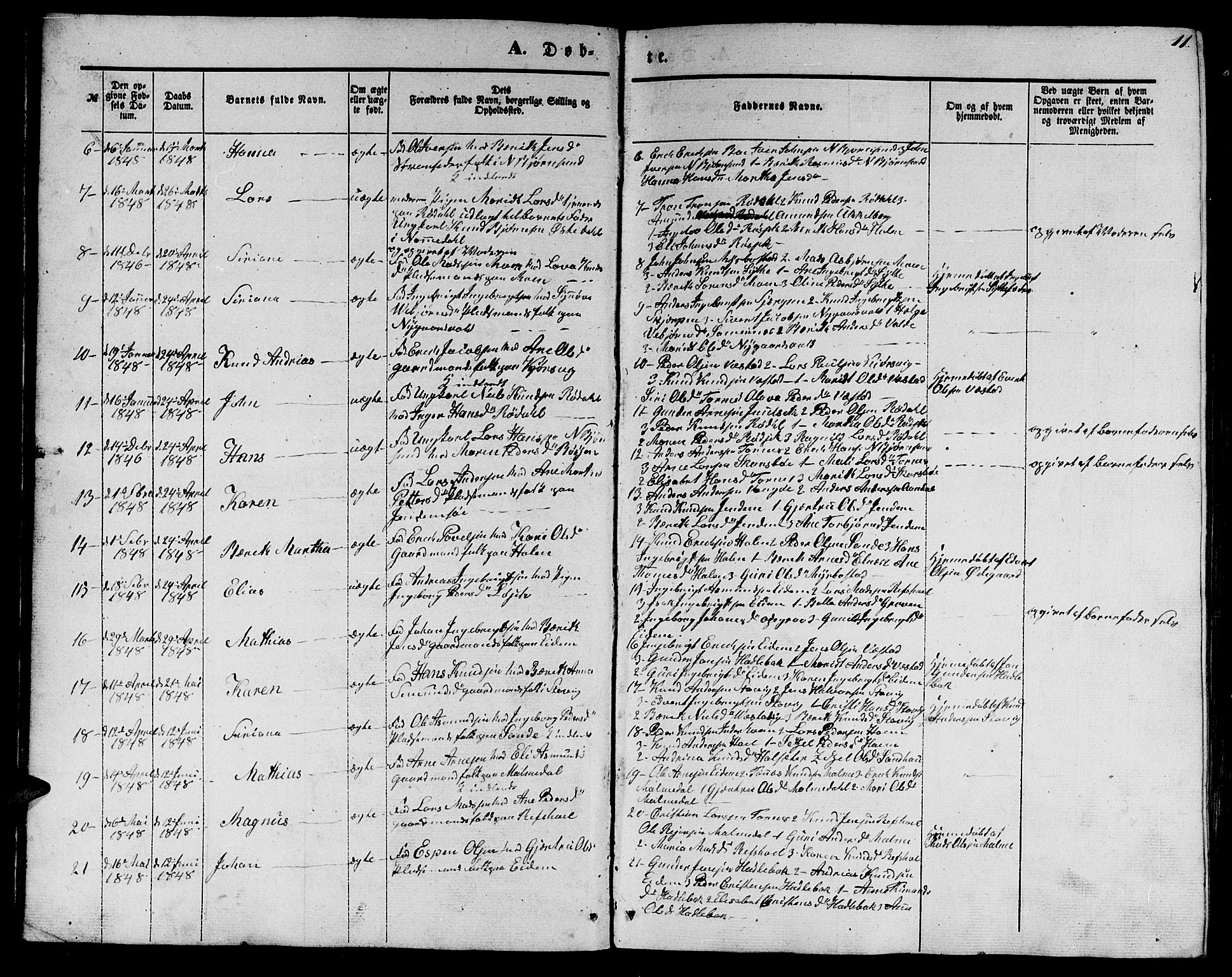 Ministerialprotokoller, klokkerbøker og fødselsregistre - Møre og Romsdal, AV/SAT-A-1454/565/L0753: Parish register (copy) no. 565C02, 1845-1870, p. 11