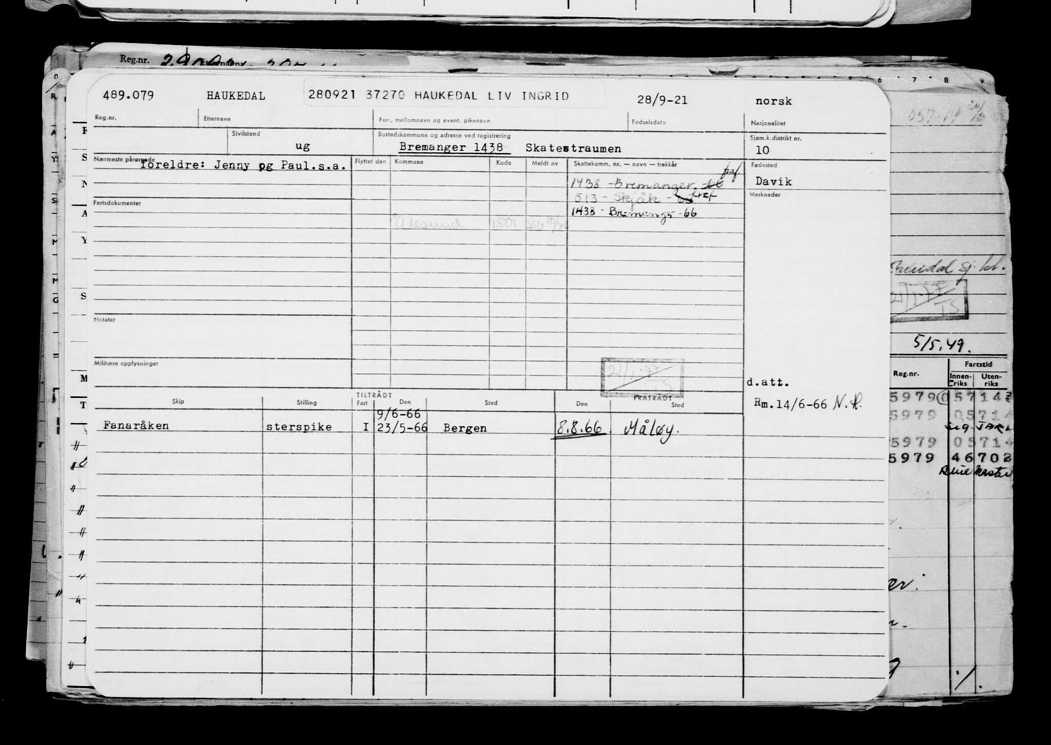 Direktoratet for sjømenn, AV/RA-S-3545/G/Gb/L0198: Hovedkort, 1921, p. 310